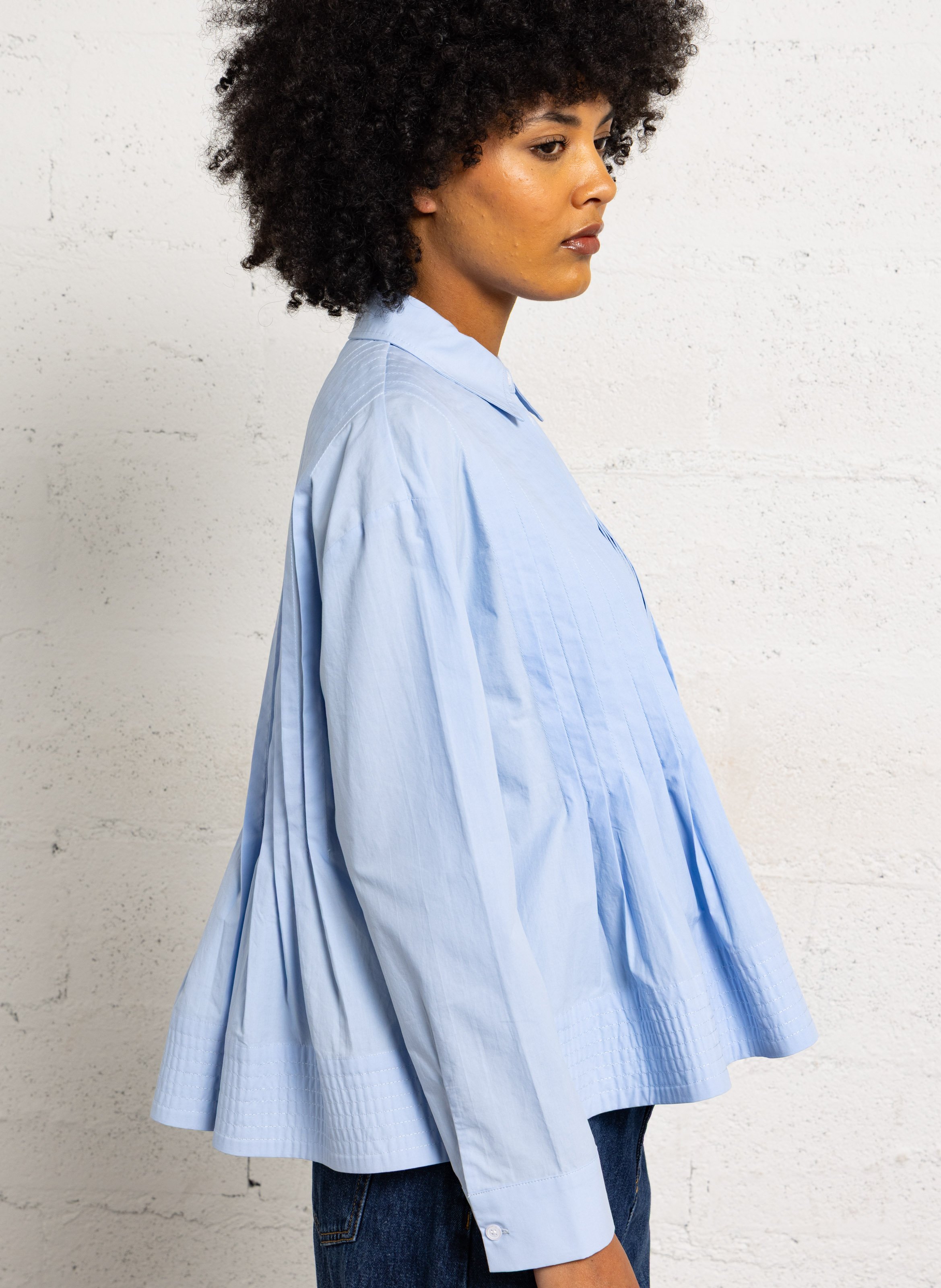 Organic cotton shirt with classic collar SUNCOO Blue