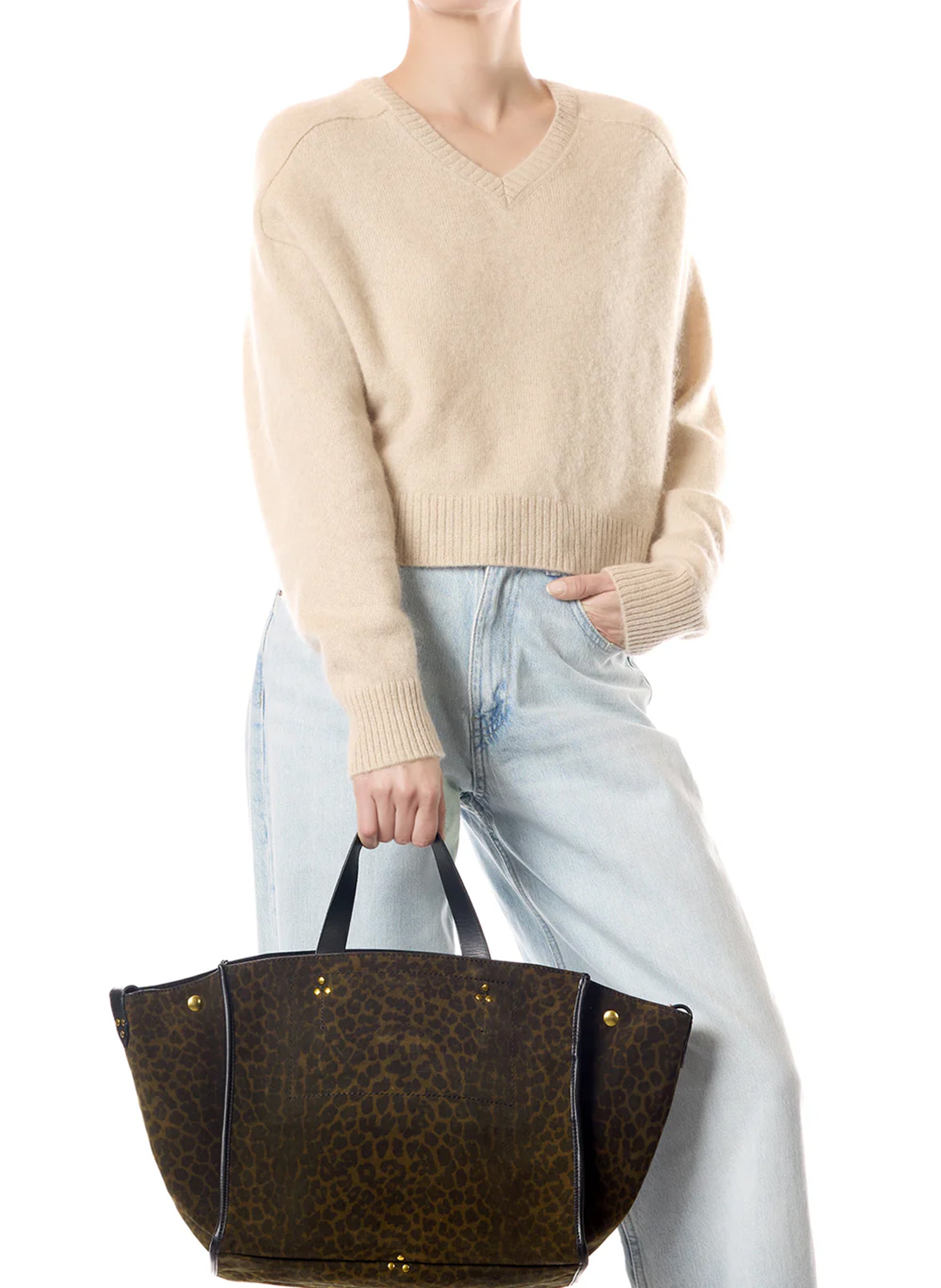 Leather tote bag | Khaki JEROME DREYFUSS Women