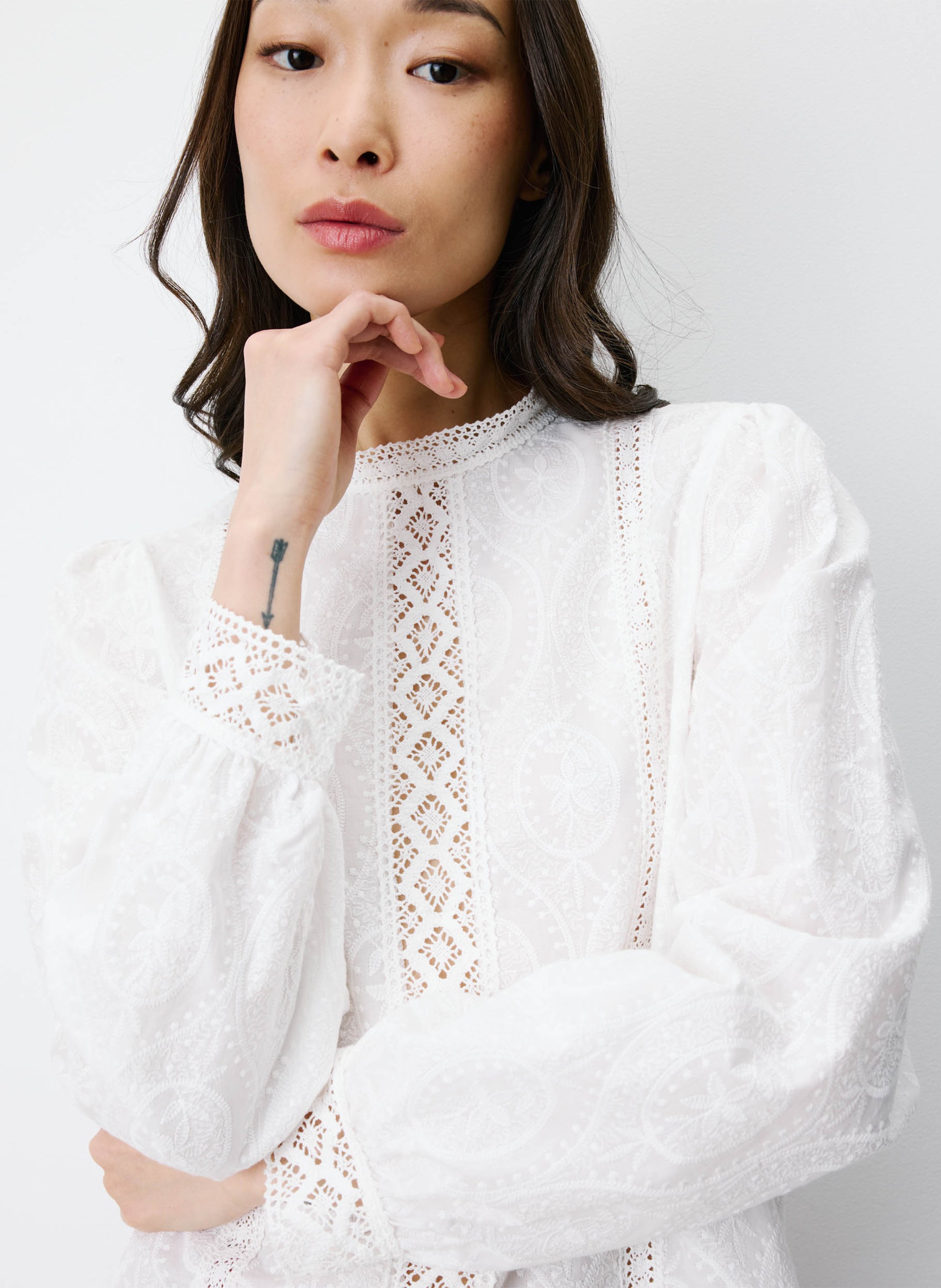 Blouse droite en coton GRACE ET MILA Blanc