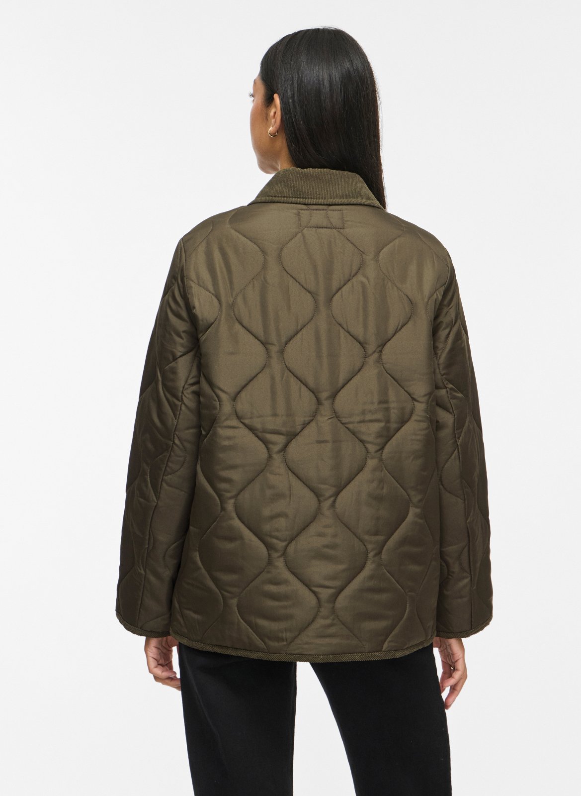 Quilted solid straight jacket VILA Khaki