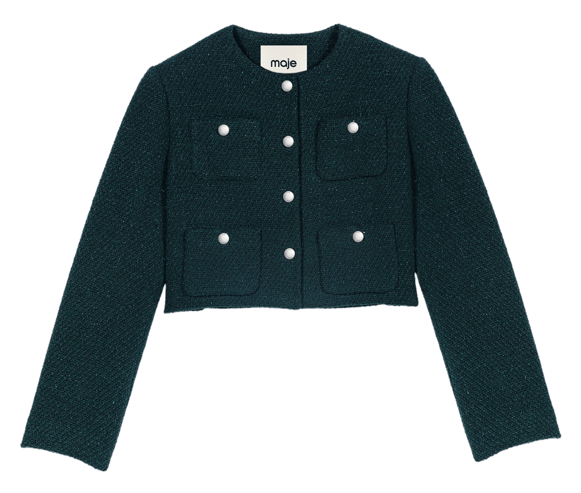 Veste courte en coton mélangé MAJE Vert
