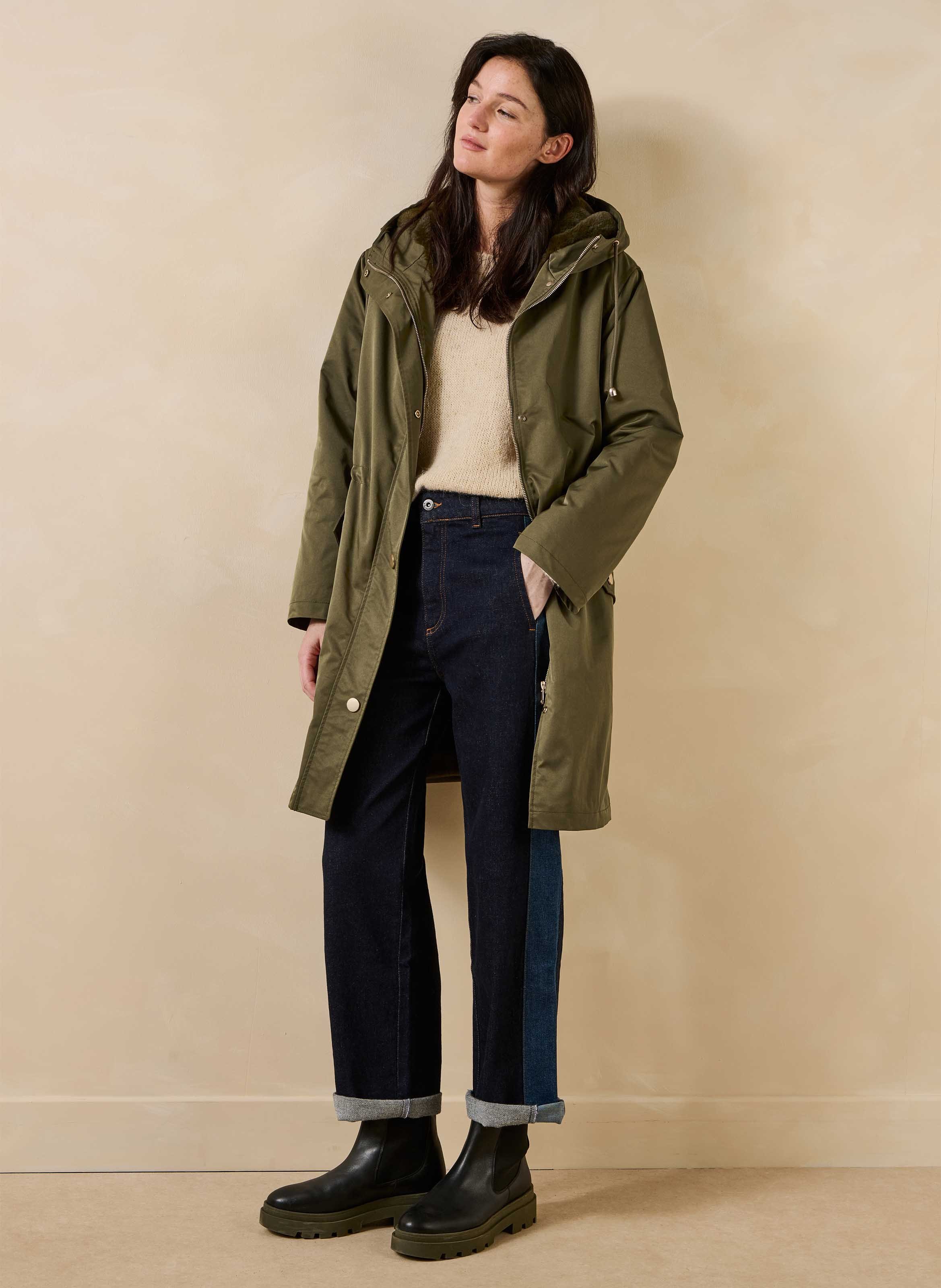 Lange parka met capuchon LA FEE MARABOUTEE Groen