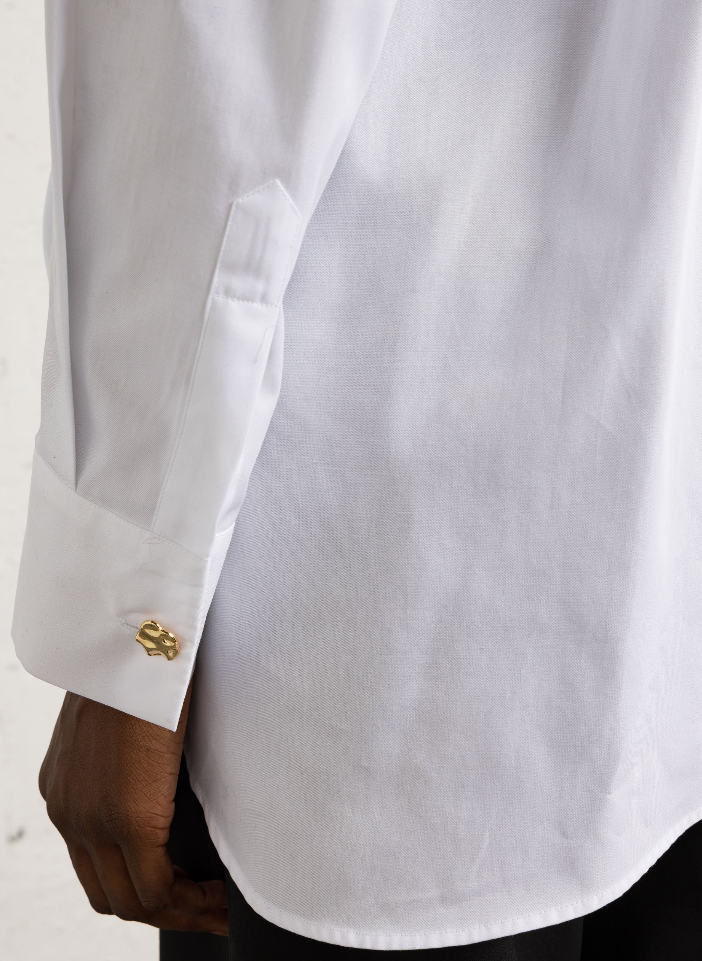 Solid asymmetrical wrap shirt MARGAUX LONNBERG White