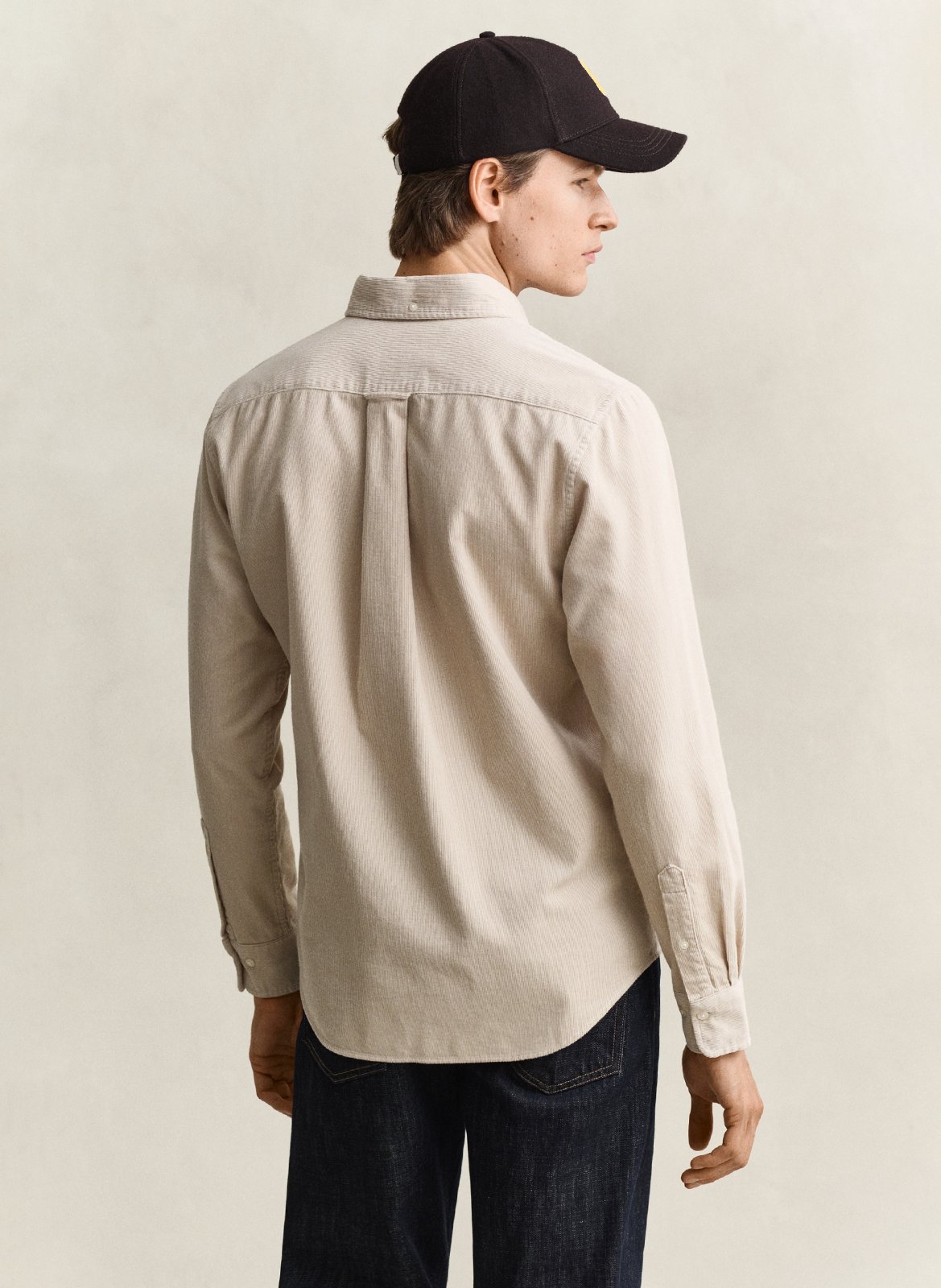 Chemise droite col classique en coton GANT Beige