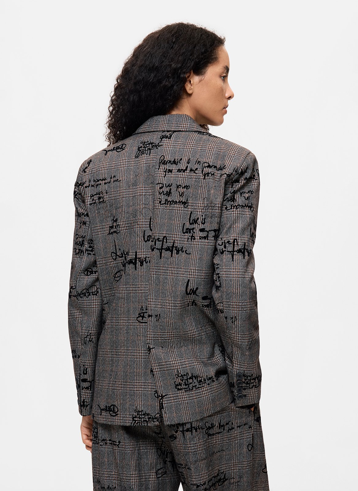 Veste slim col tailleur à carreaux imprimée DESIGUAL Zwart