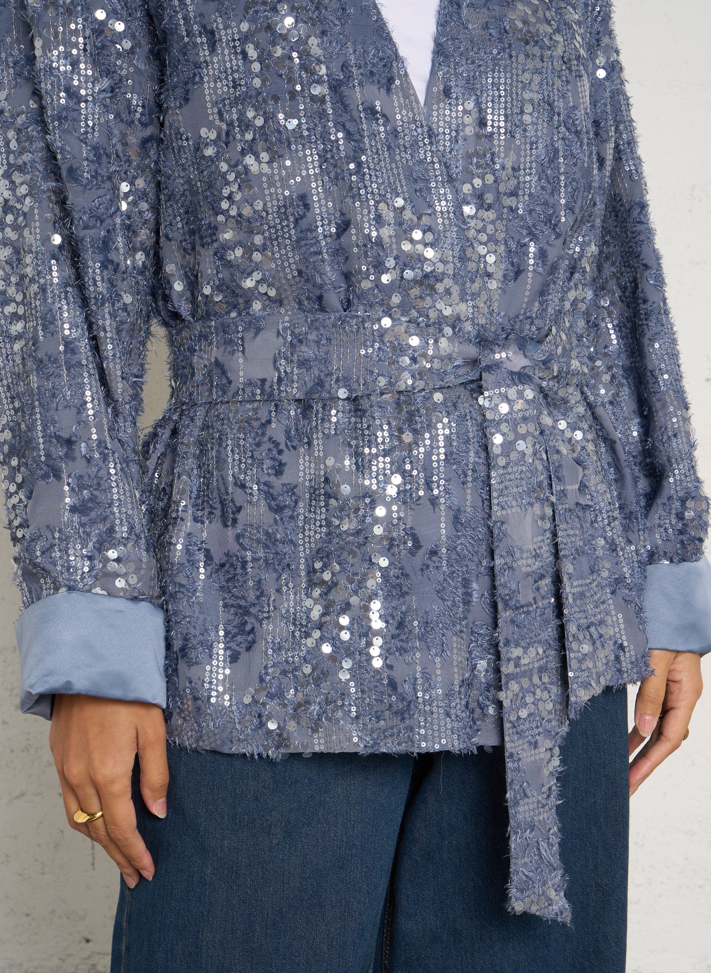 Sequined belted jacket IKKS Blue
