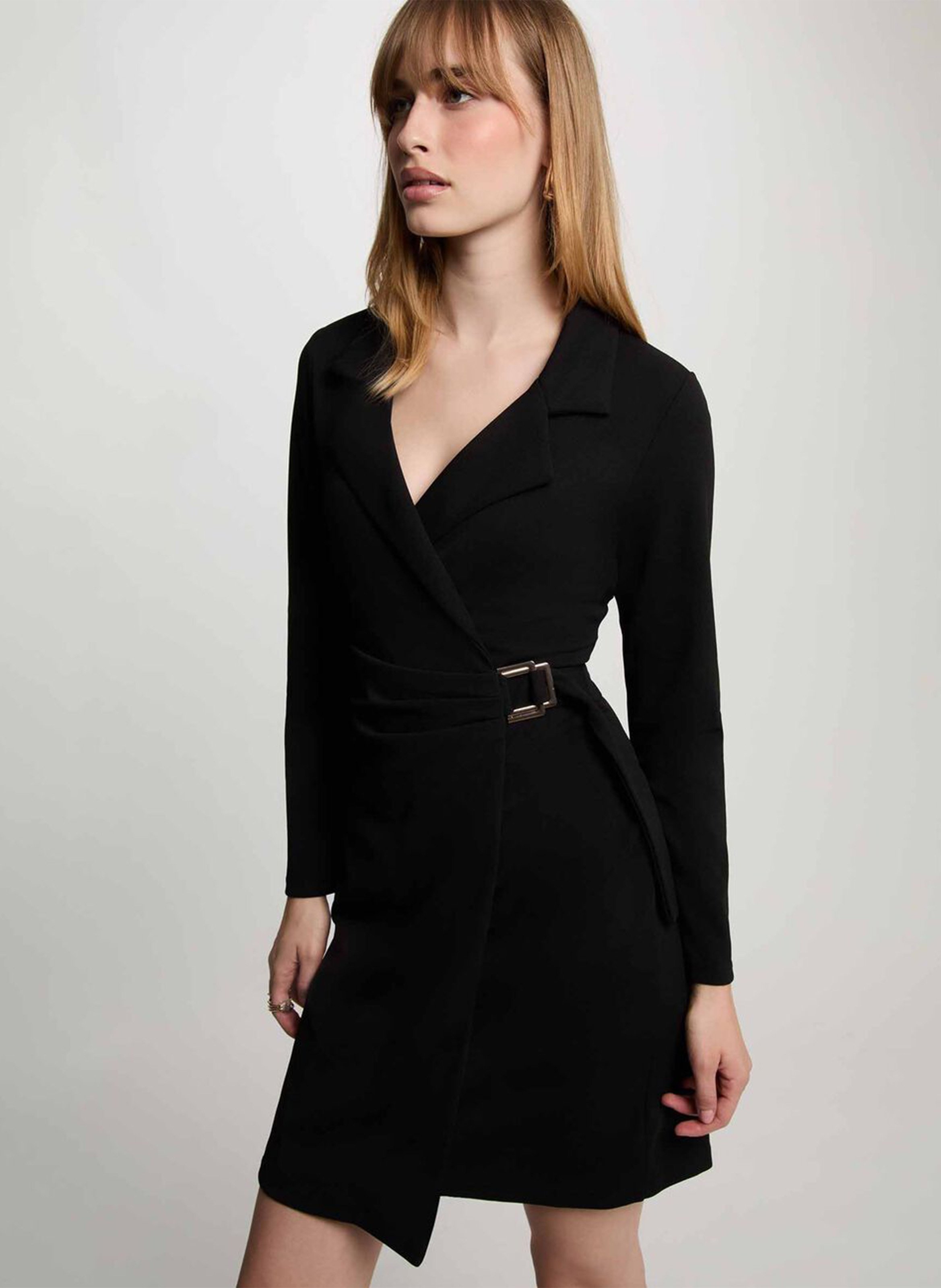 Fitted short wrap dress MORGAN Black