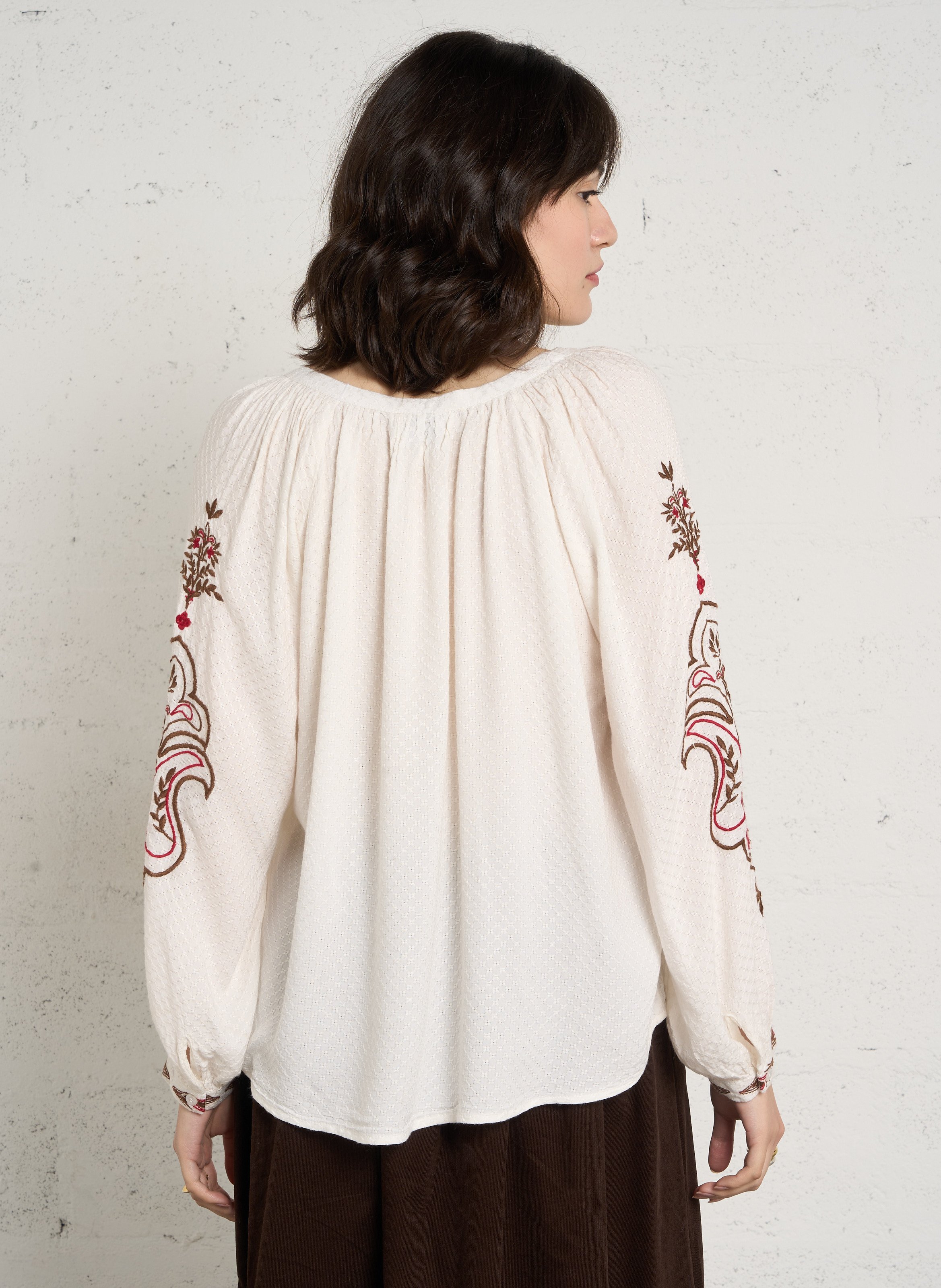 Henley-Bluse mit Stickerei LA PETITE ETOILE Beige