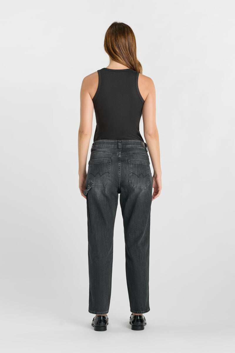 High-waisted loose-fit zip jeans LE TEMPS DES CERISES Black