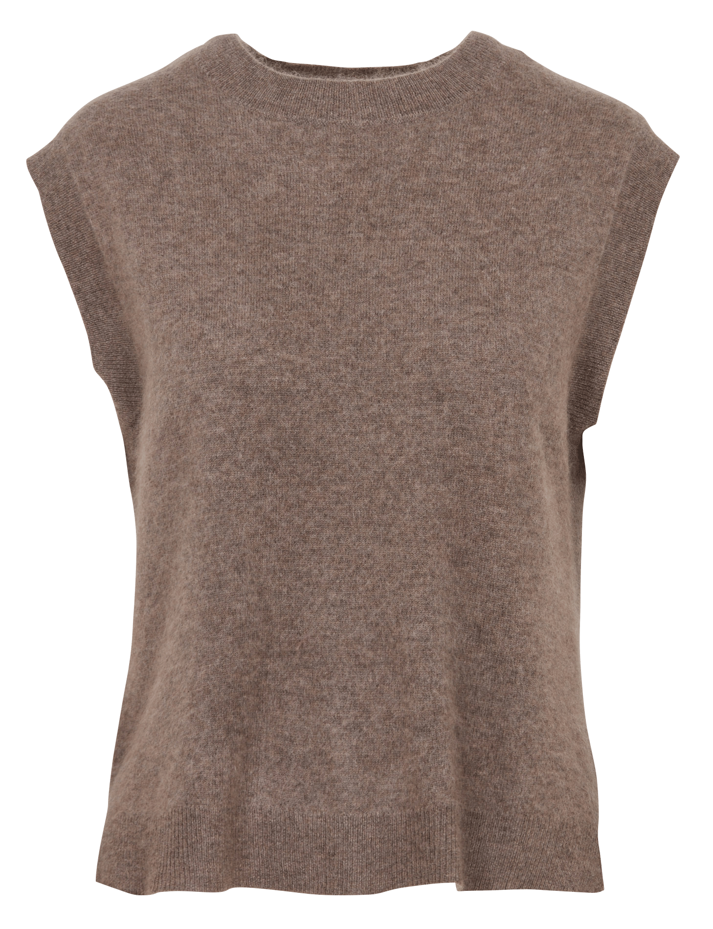 Straight sleeveless crew-neck sweater in wool and cashmere SUD EXPRESS Brown