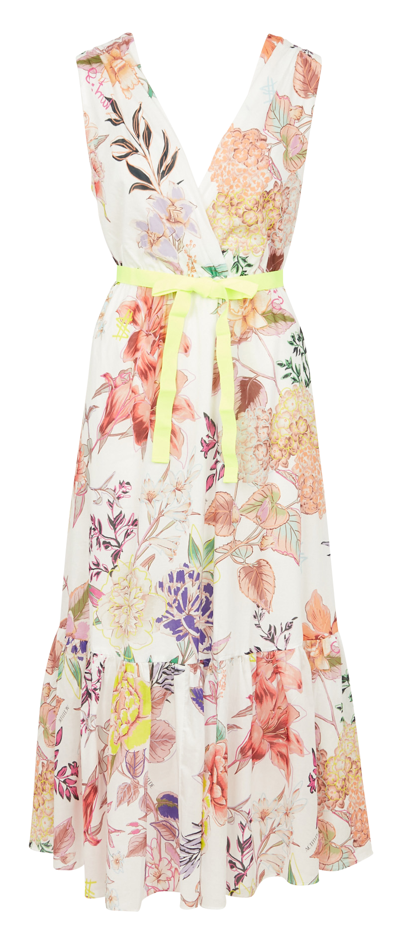 Long A-line printed cotton dress TWINSET Multicolored