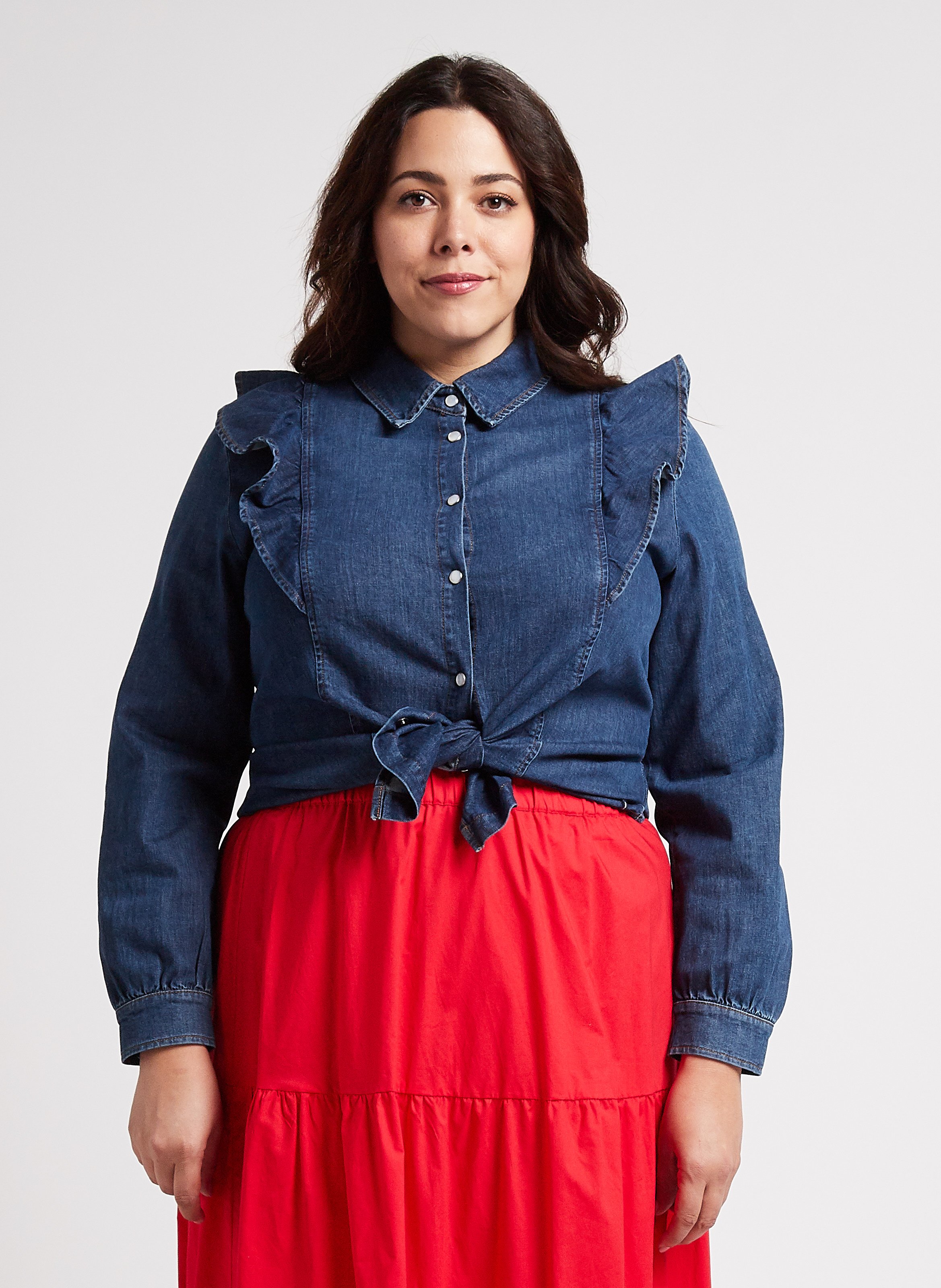 Second Female Irvina Denim Shirt in Blue Denim