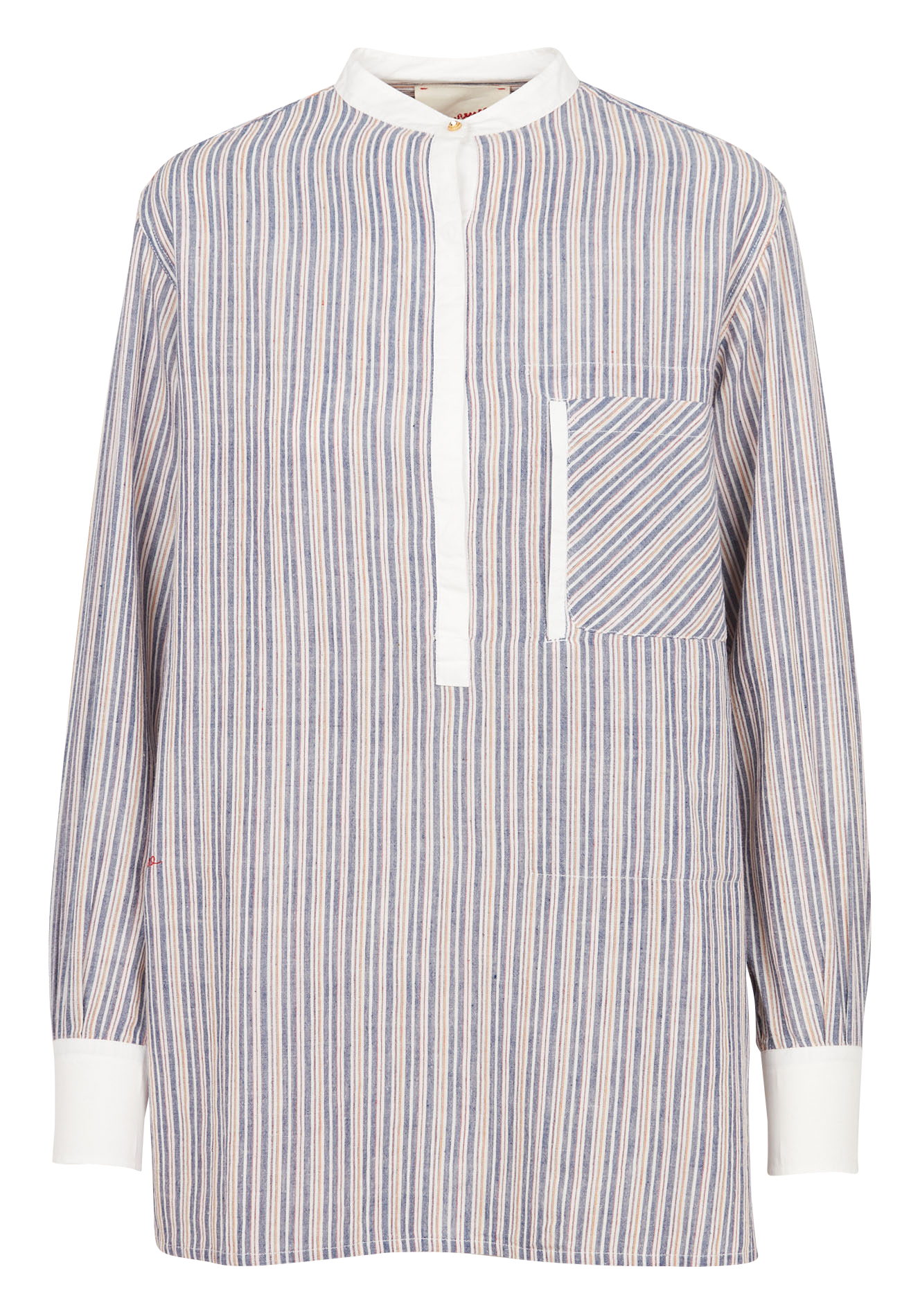 Weite Baumwollbluse mit Mao-Kragen LAURENCE BRAS Blau