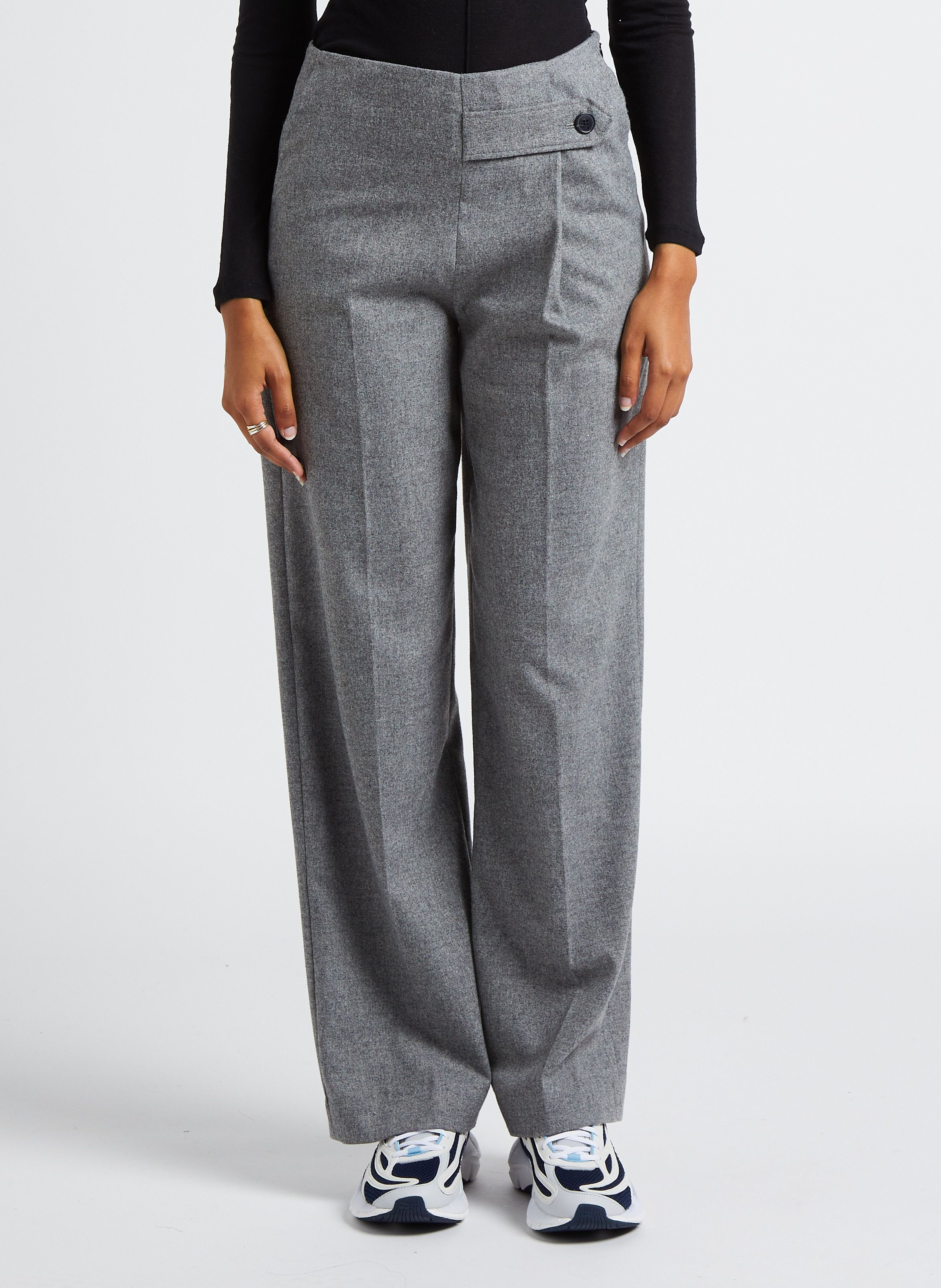 Pantalon gris large online femme