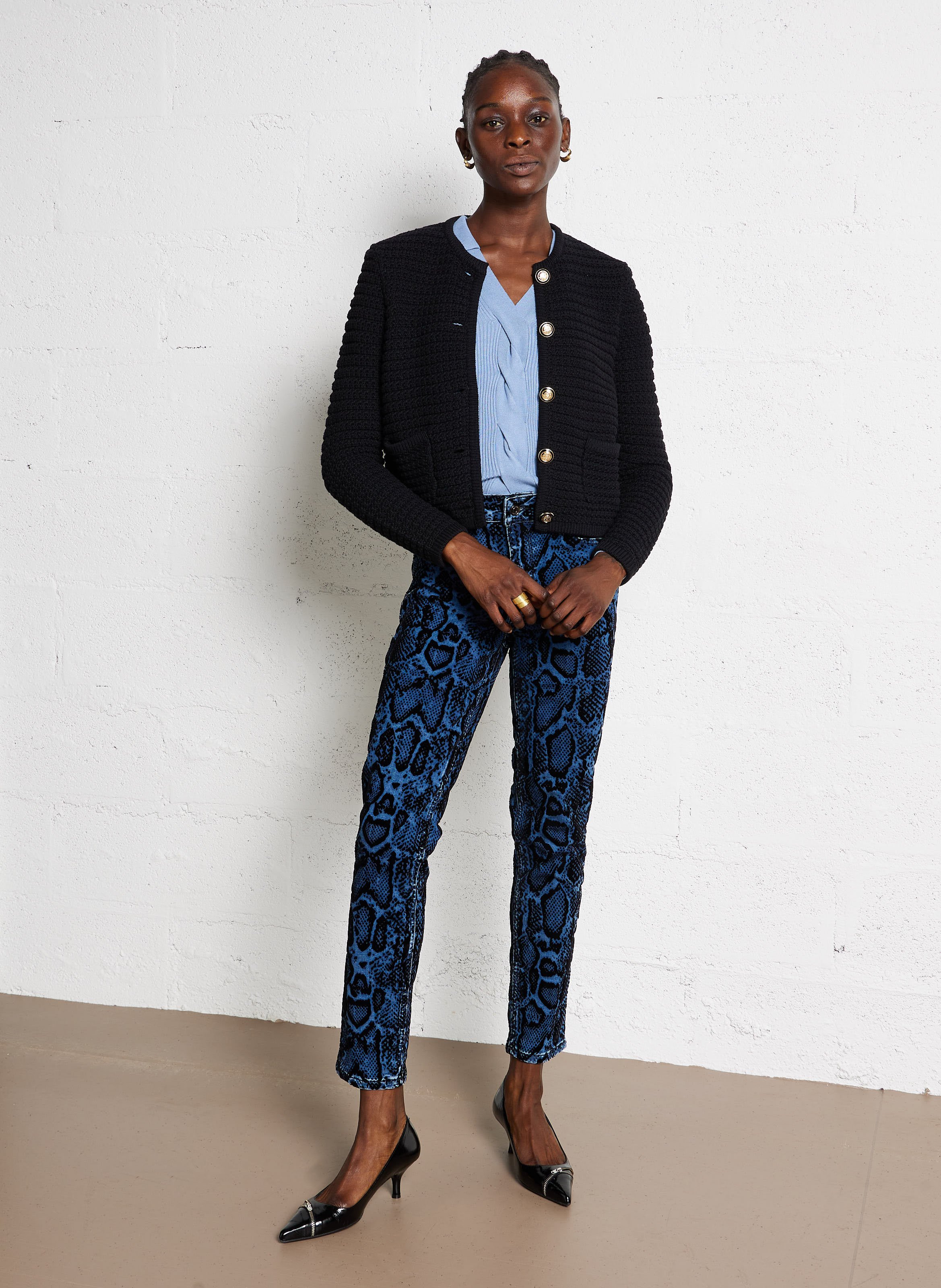 Recht vest met ronde hals | katoenblend BA&SH Zwart