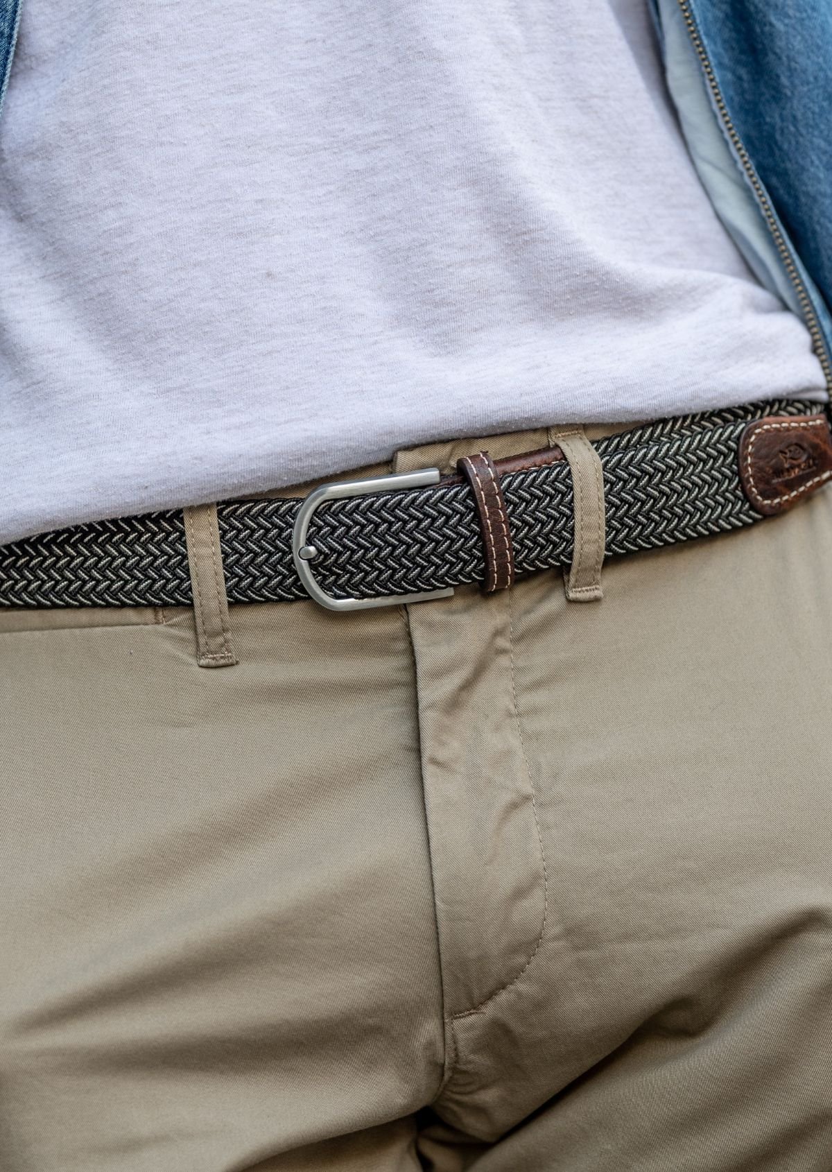 Multicolored braided elastic belt BILLYBELT Black