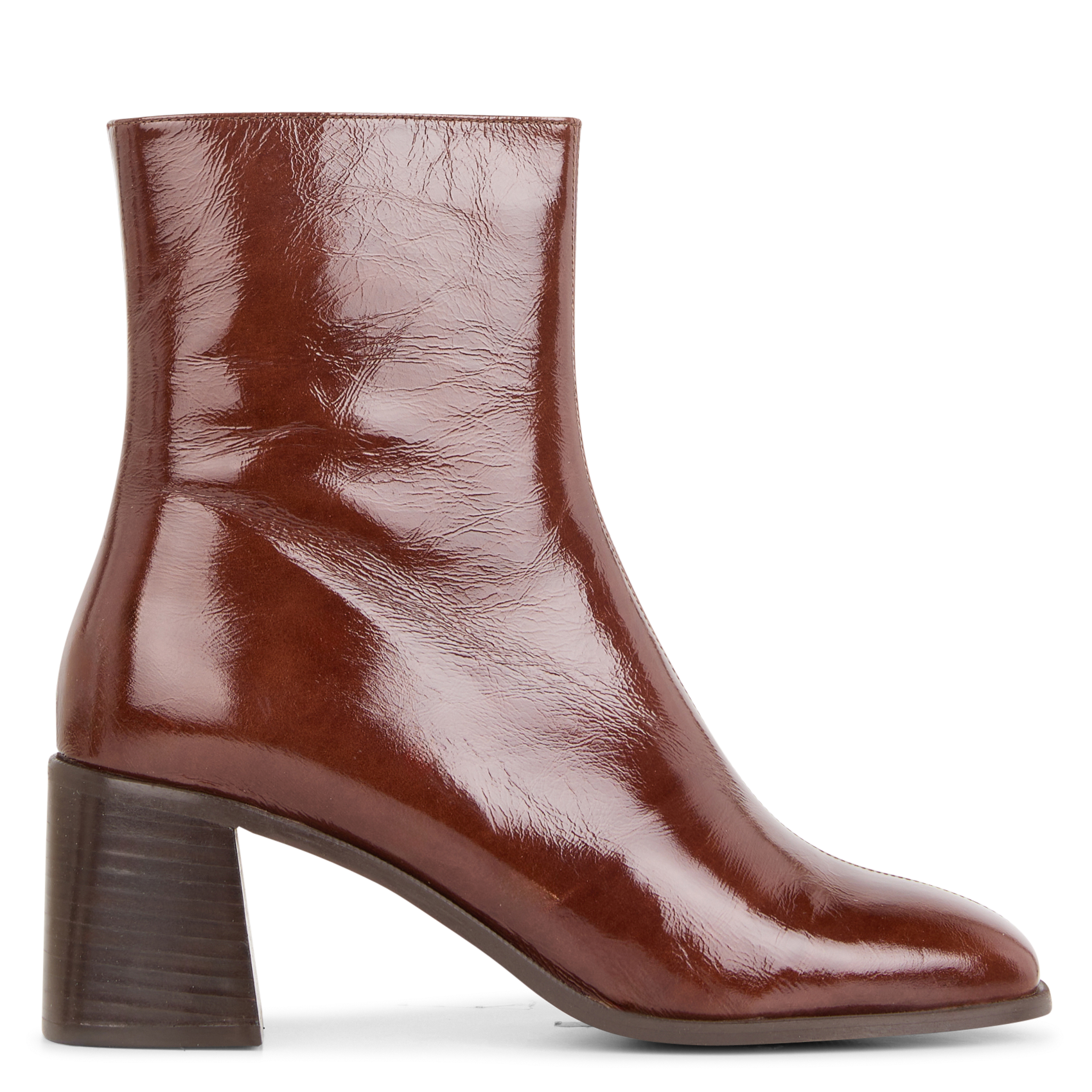 Effen leren enkellaarzen met textuur MELLOW YELLOW Bruin