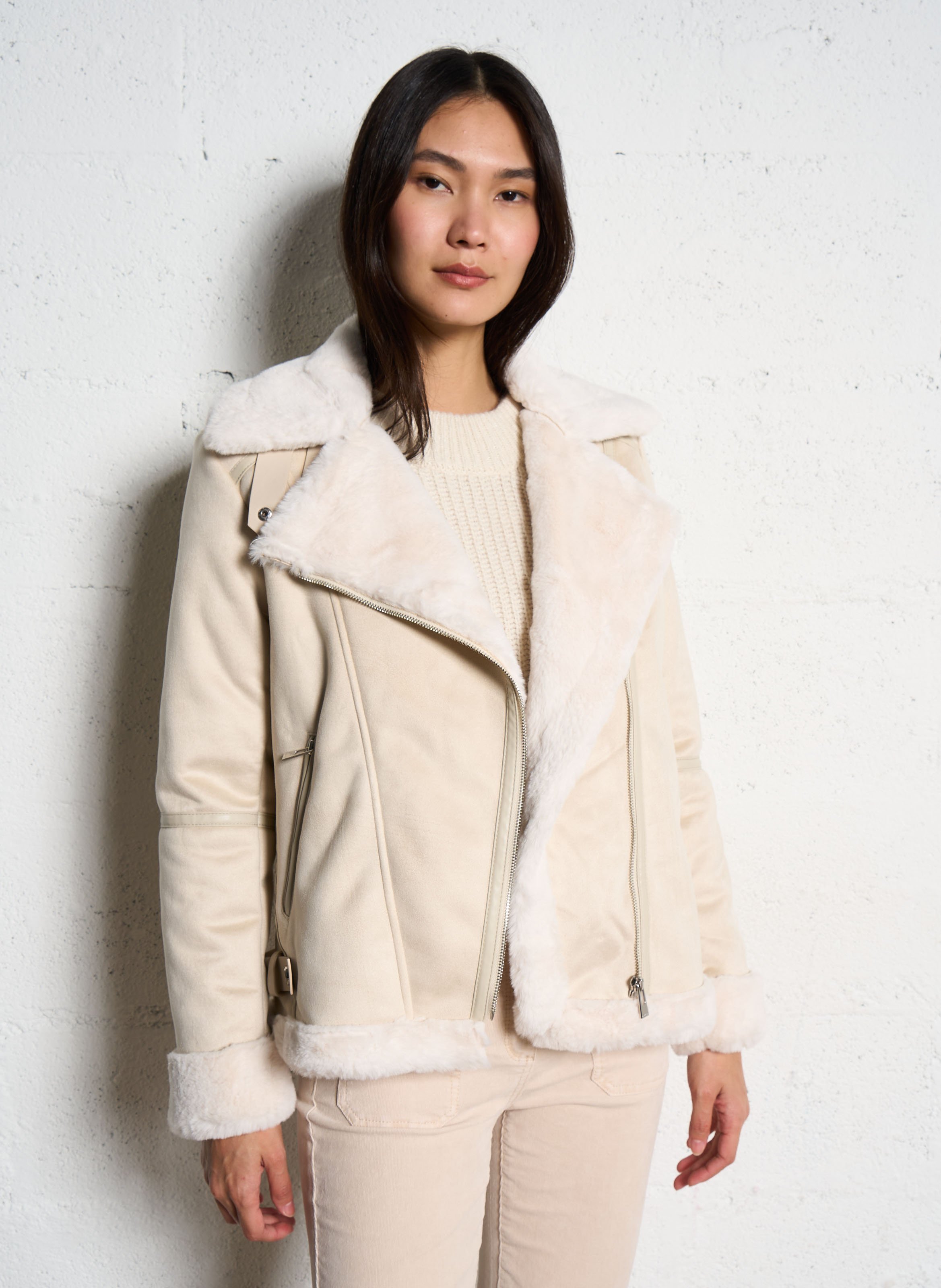 Veste droite col classique MORGAN Beige