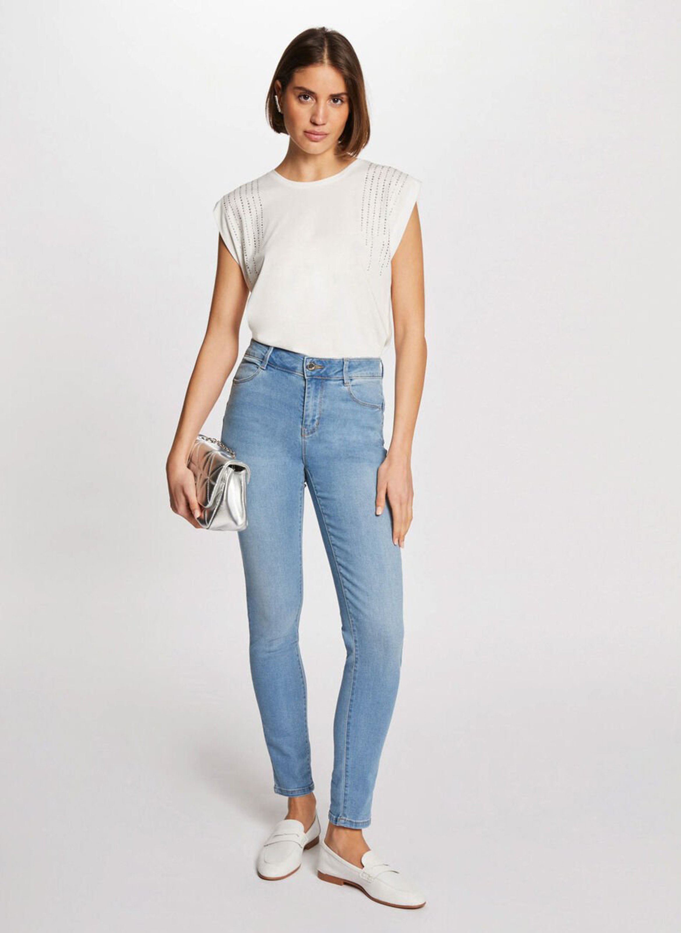 Slim-fit raw cotton-blend jeans Blue