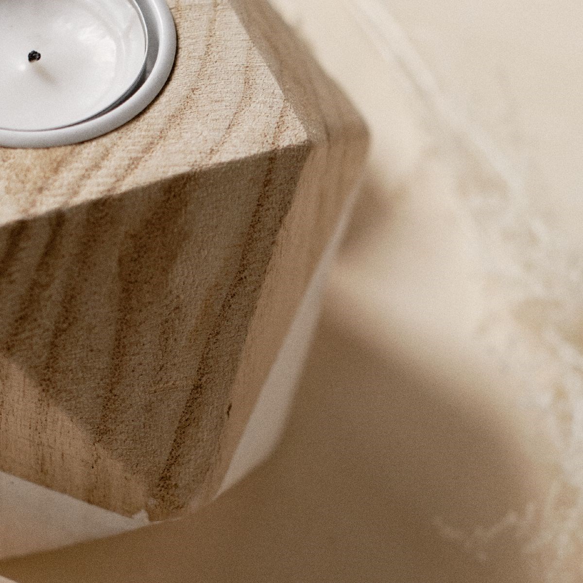 Bougeoir origami en bois FACTORY Blanc