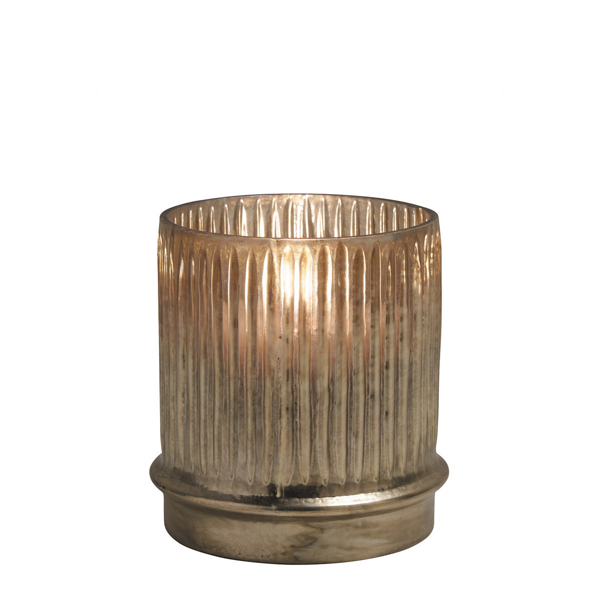 Ribbed golden candle holder BLANC D'IVOIRE Golden