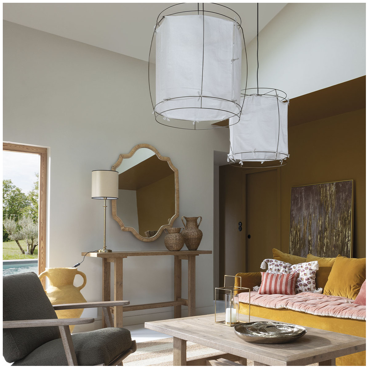 Suspension tissu et métal BLANC D'IVOIRE Blanc