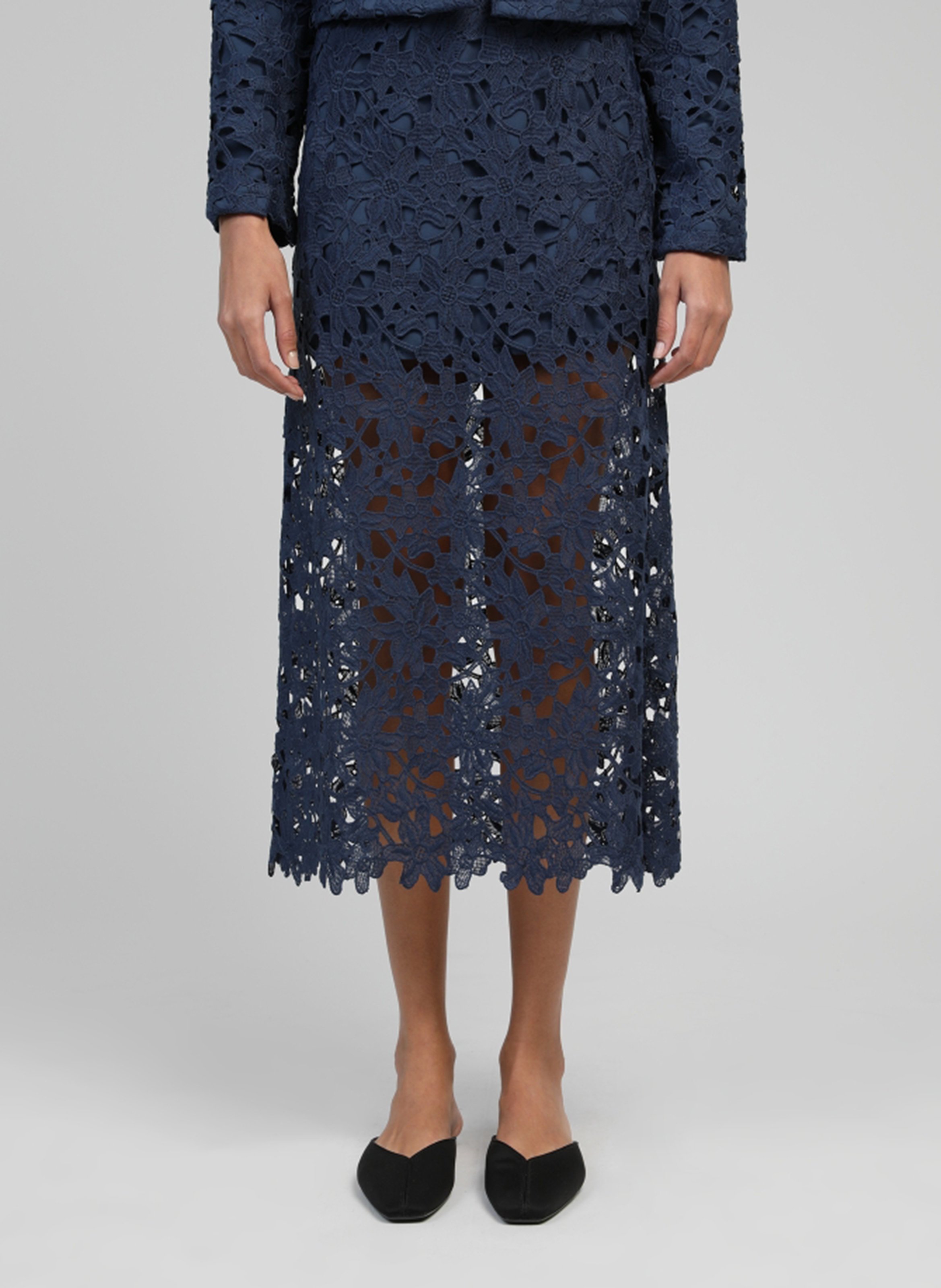 High-waisted lace maxi skirt AN'GE Blue