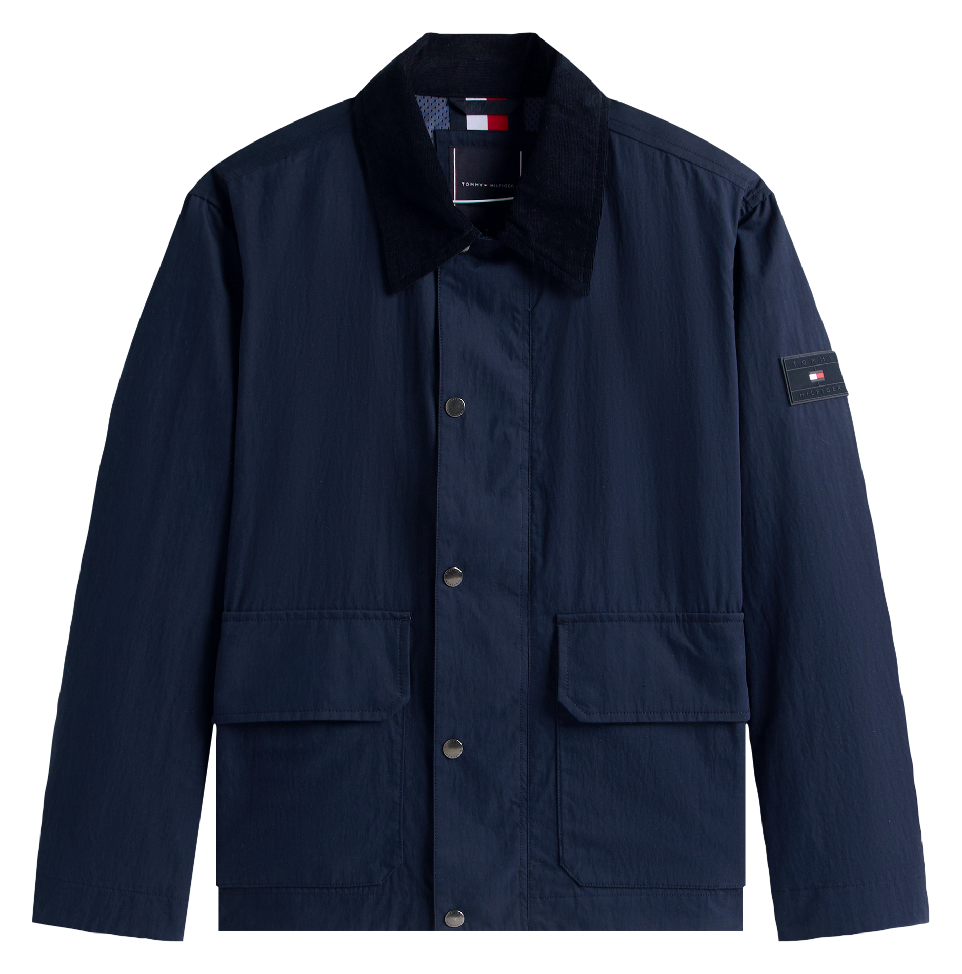 Water-repellent velvet collar jacket in blended cotton TOMMY HILFIGER Blue