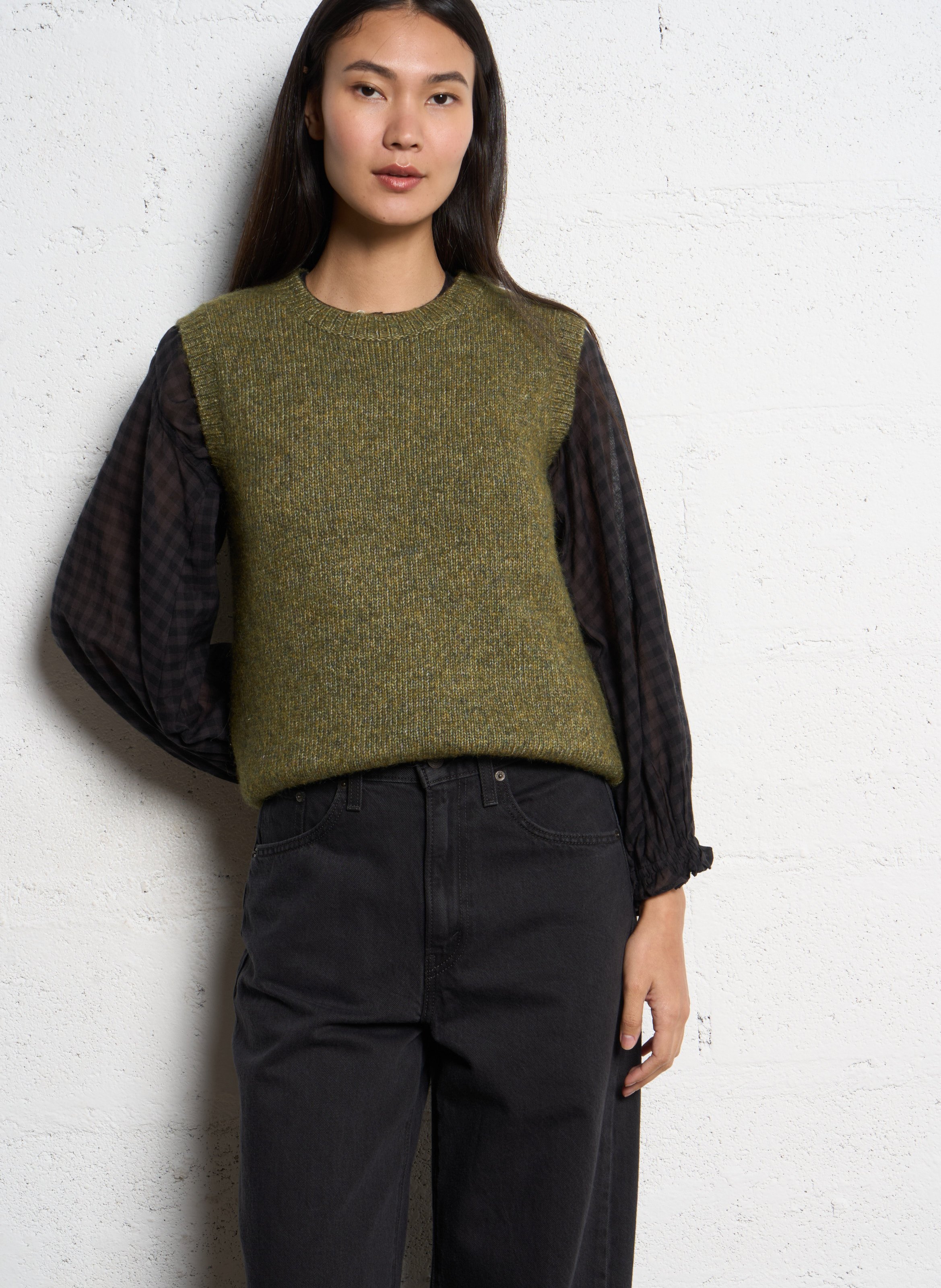 Gerade geschnittener Pullover aus Wollmix JC SOPHIE Grun