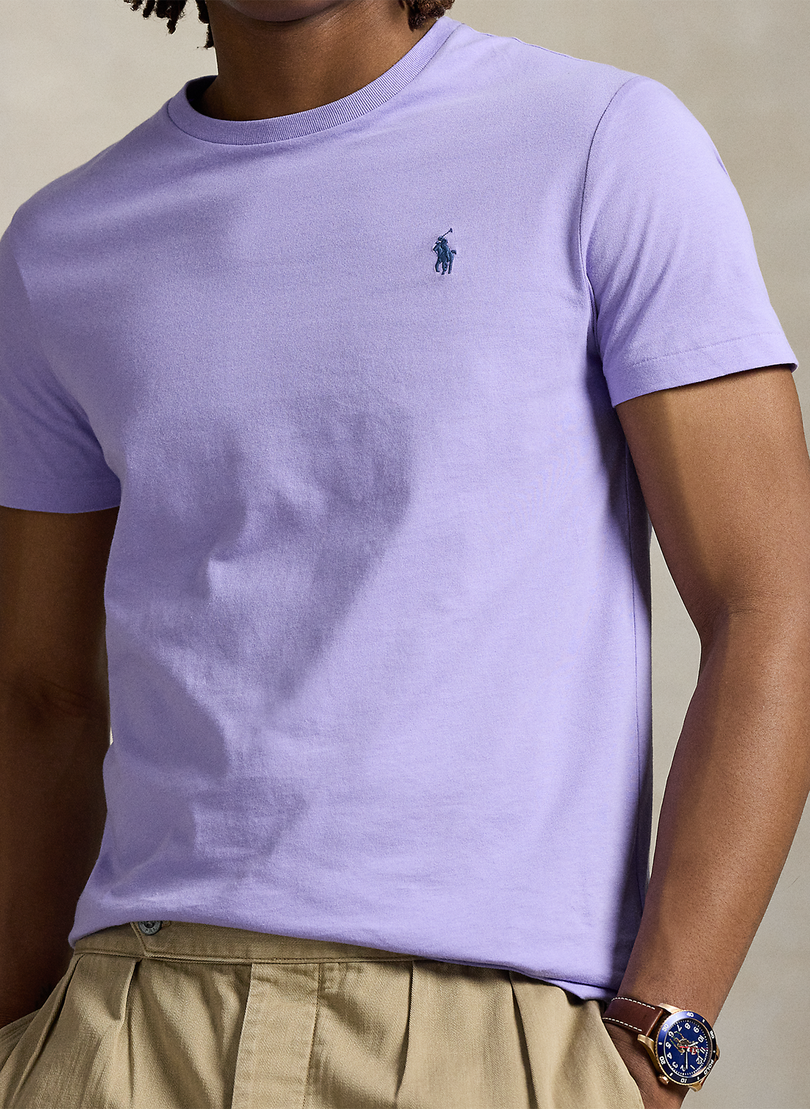 Tee-shirt col rond slim-fit en coton POLO RALPH LAUREN Violet