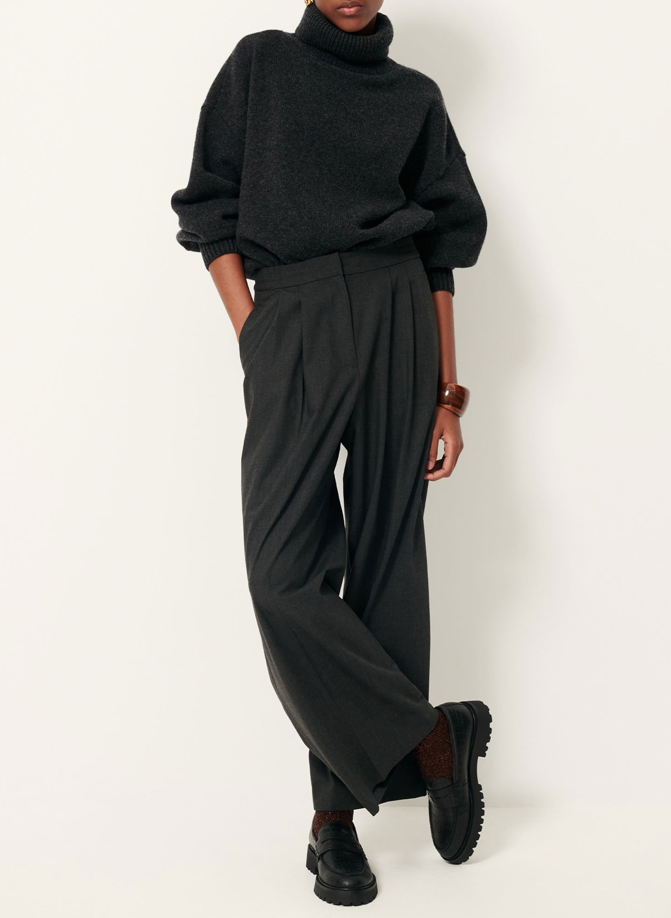 High-waisted wide-leg pants SESSUN Grey