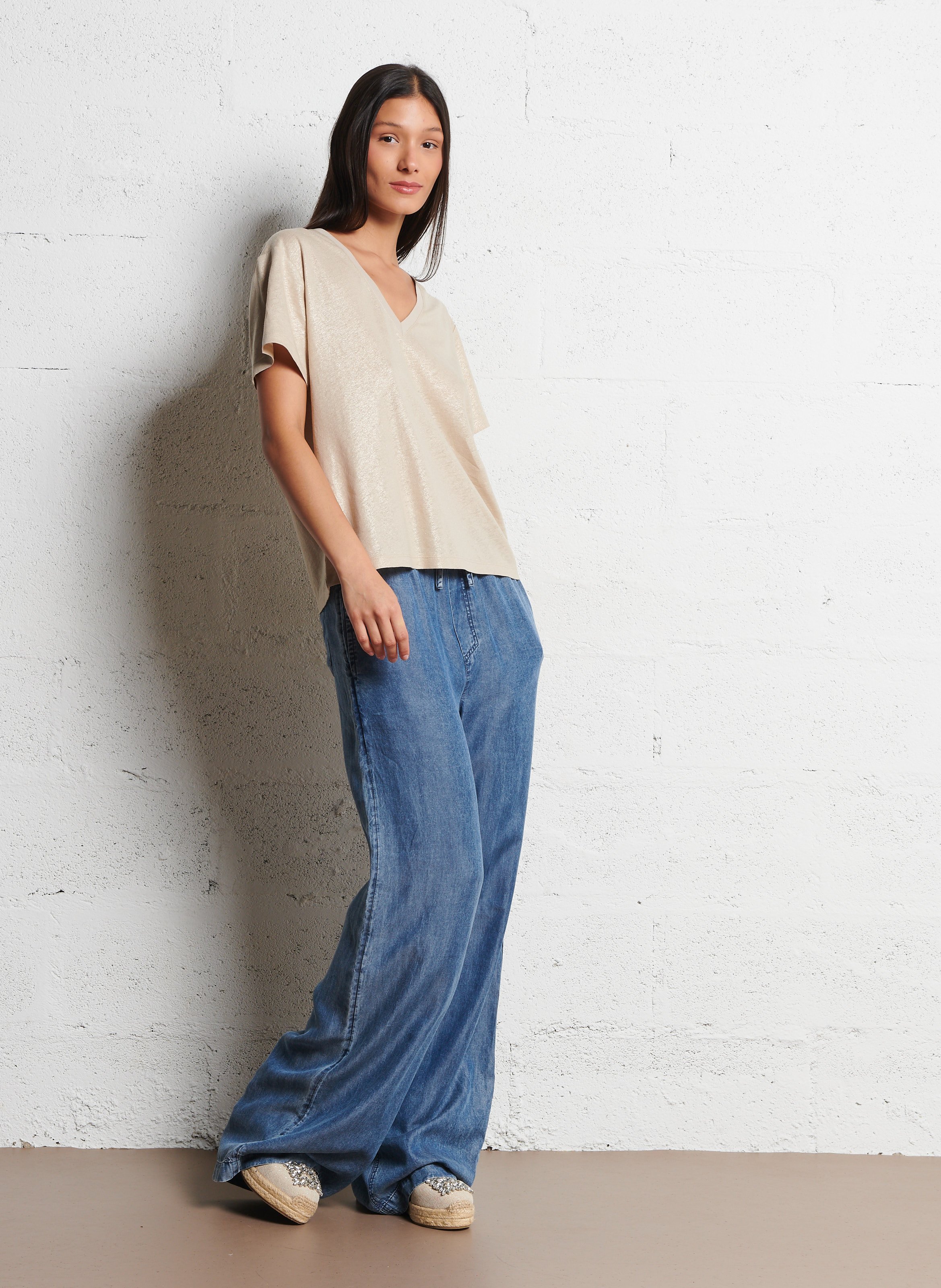 Weite Hose in Jeans-Optik IKKS Blau