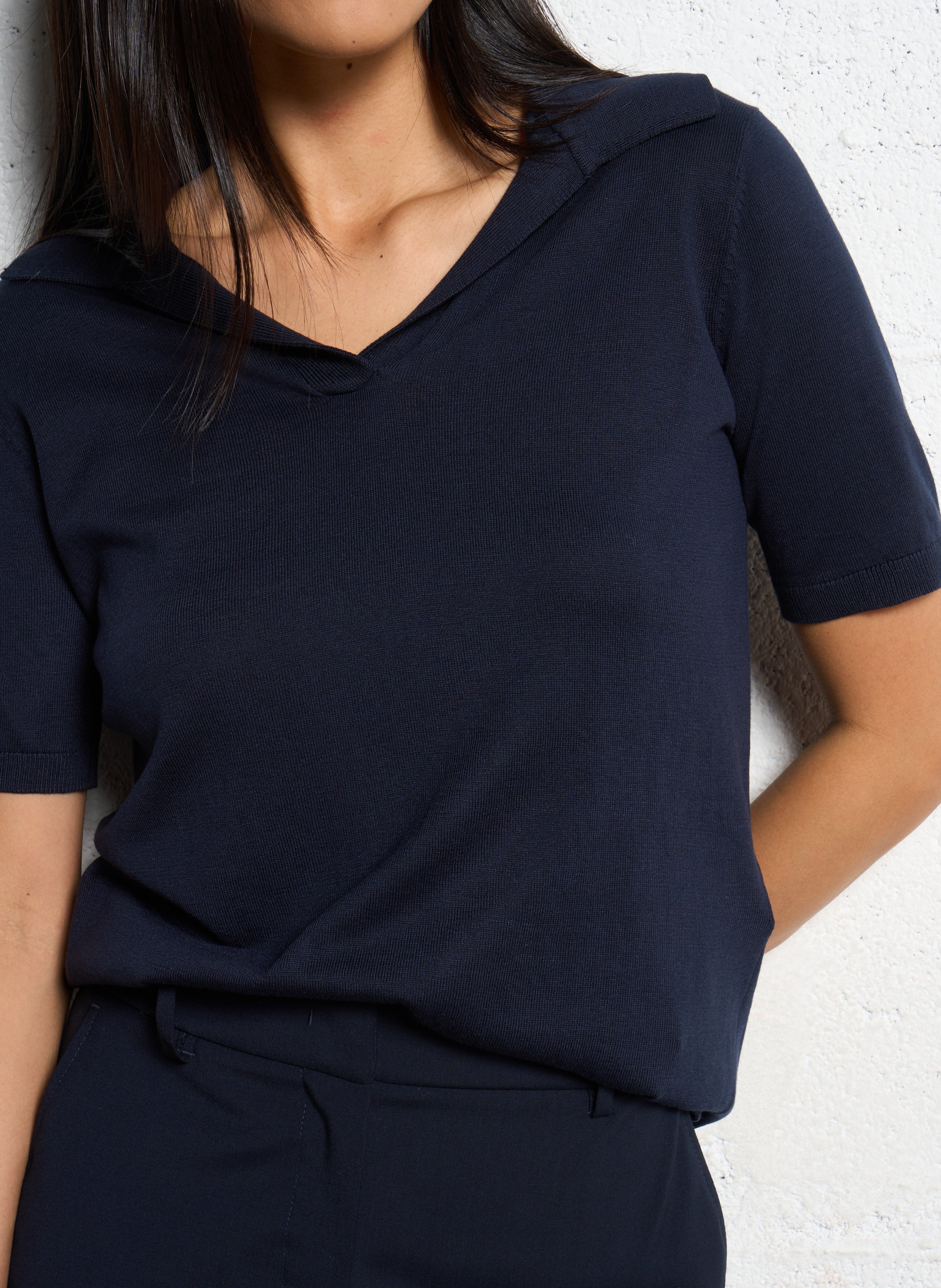 Straight silk blend polo MAX MARA WEEK END Blue