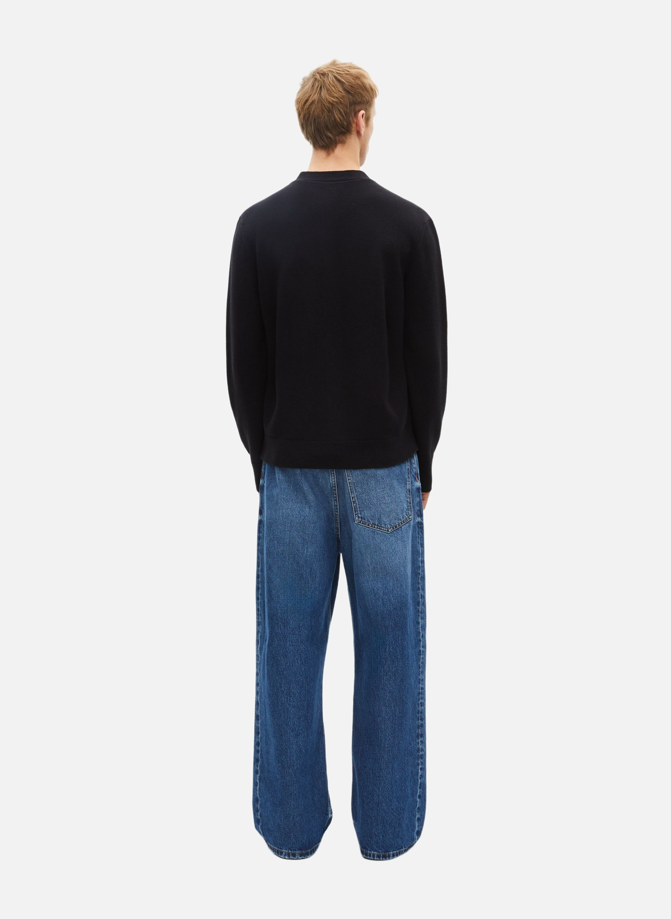 Buttoned two-tone cardigan with leather THE KOOPLES Black