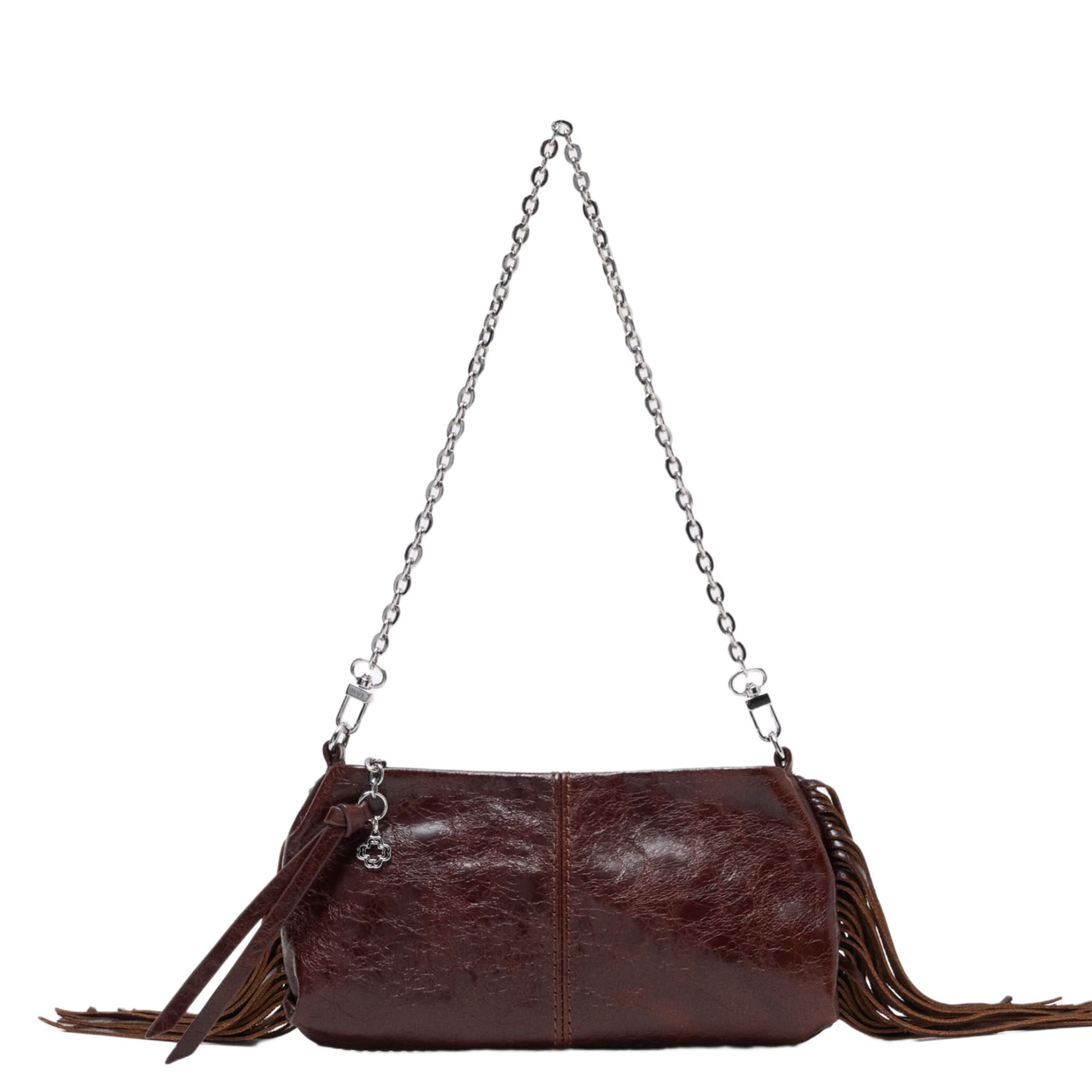 Buideltas van getextureerd leer met veters MAJE Bruin