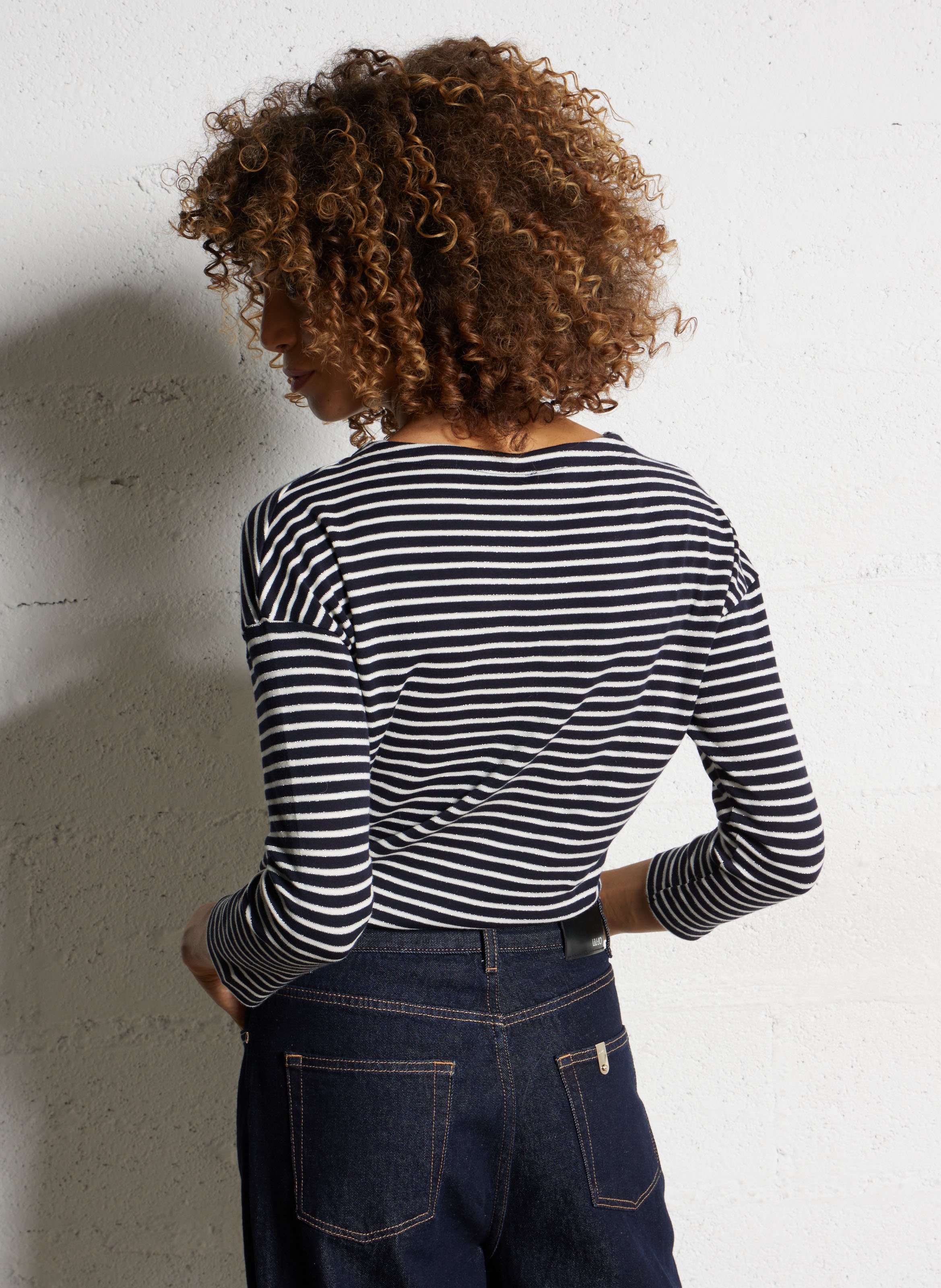 Tee-shirt col bateau en coton mélangé I CODE Bleu