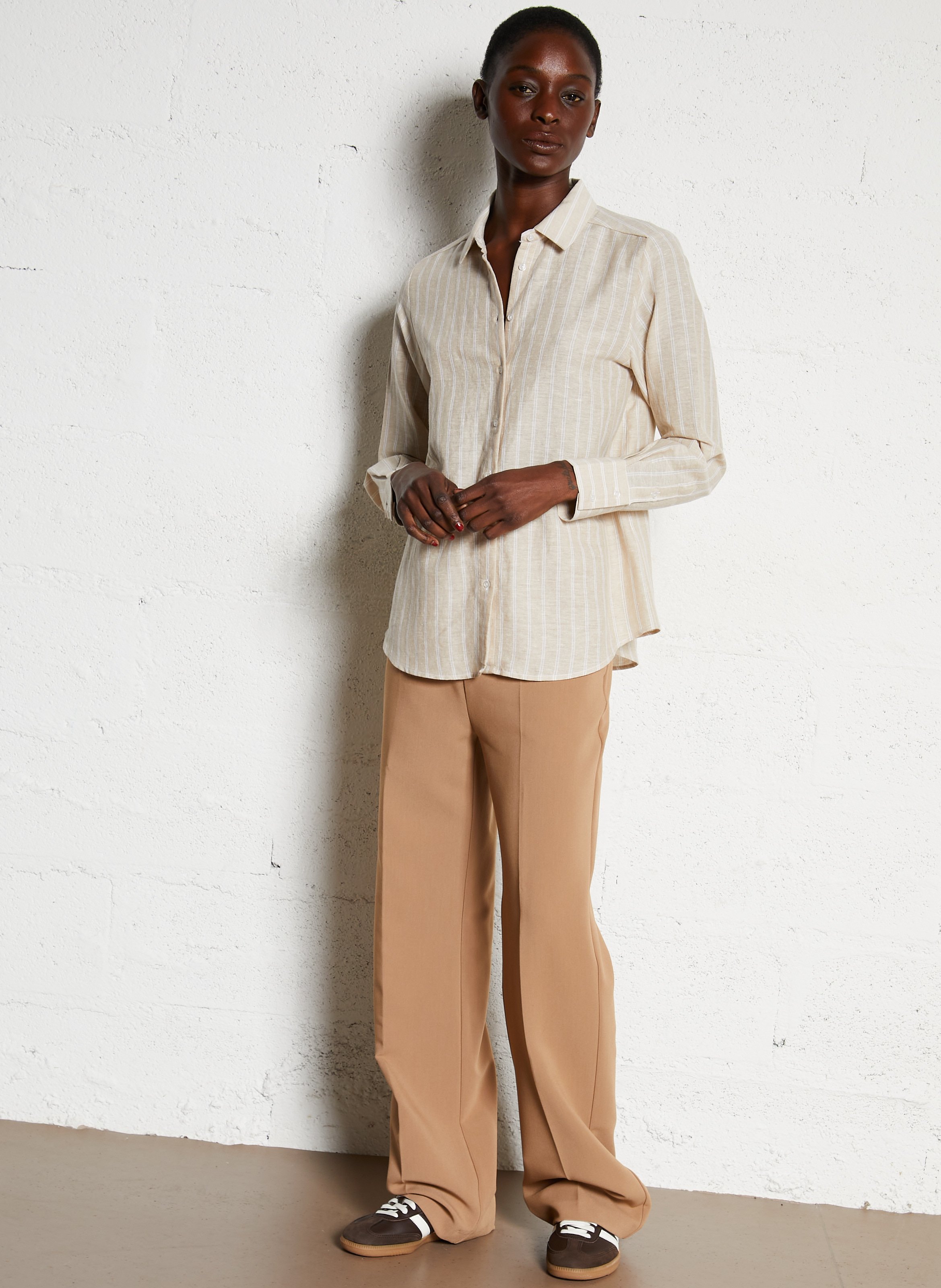 Chemise droite col classique à rayures SUD EXPRESS Blanc