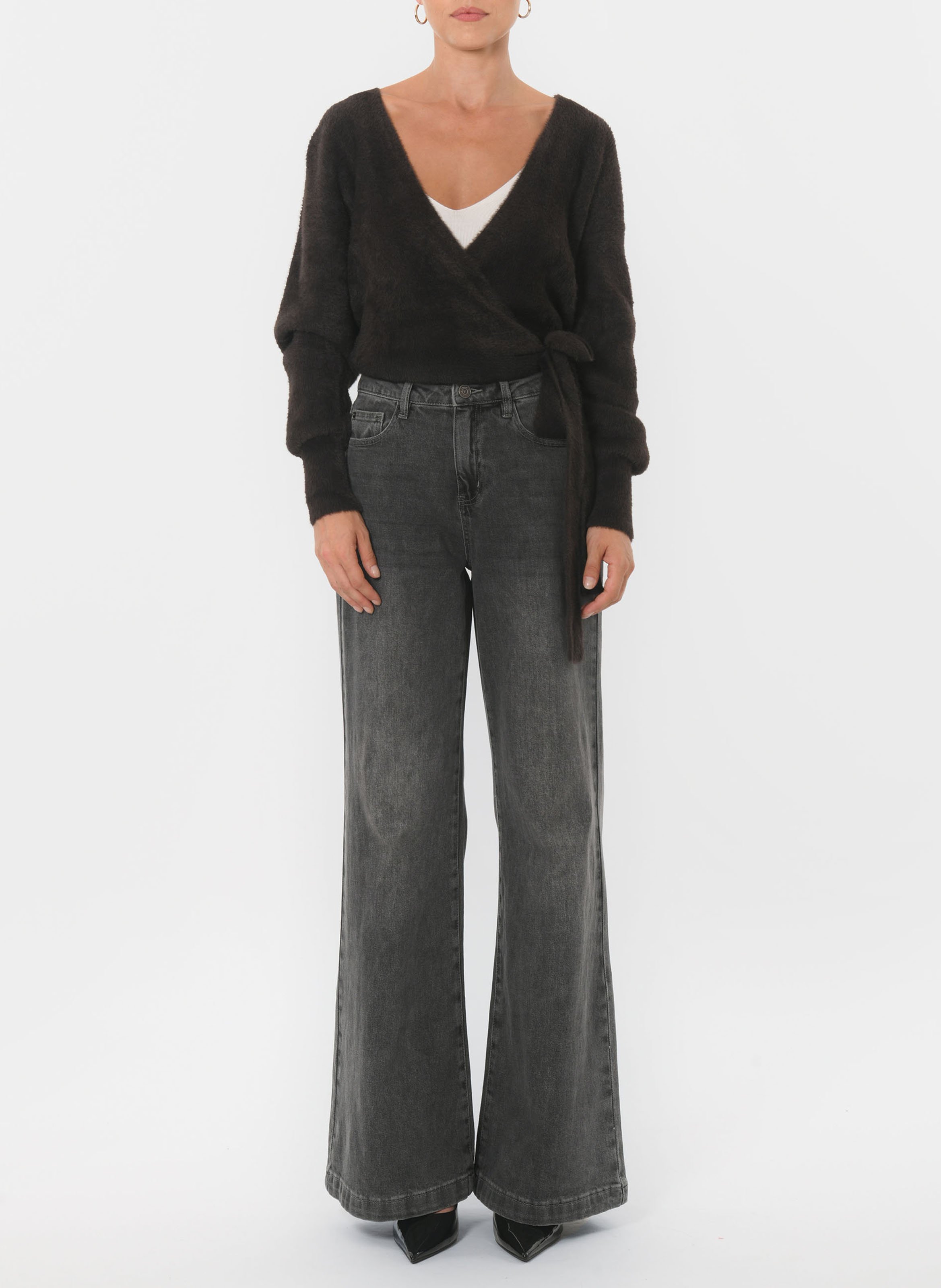 Gilet oversize col V KOOKAI Marron