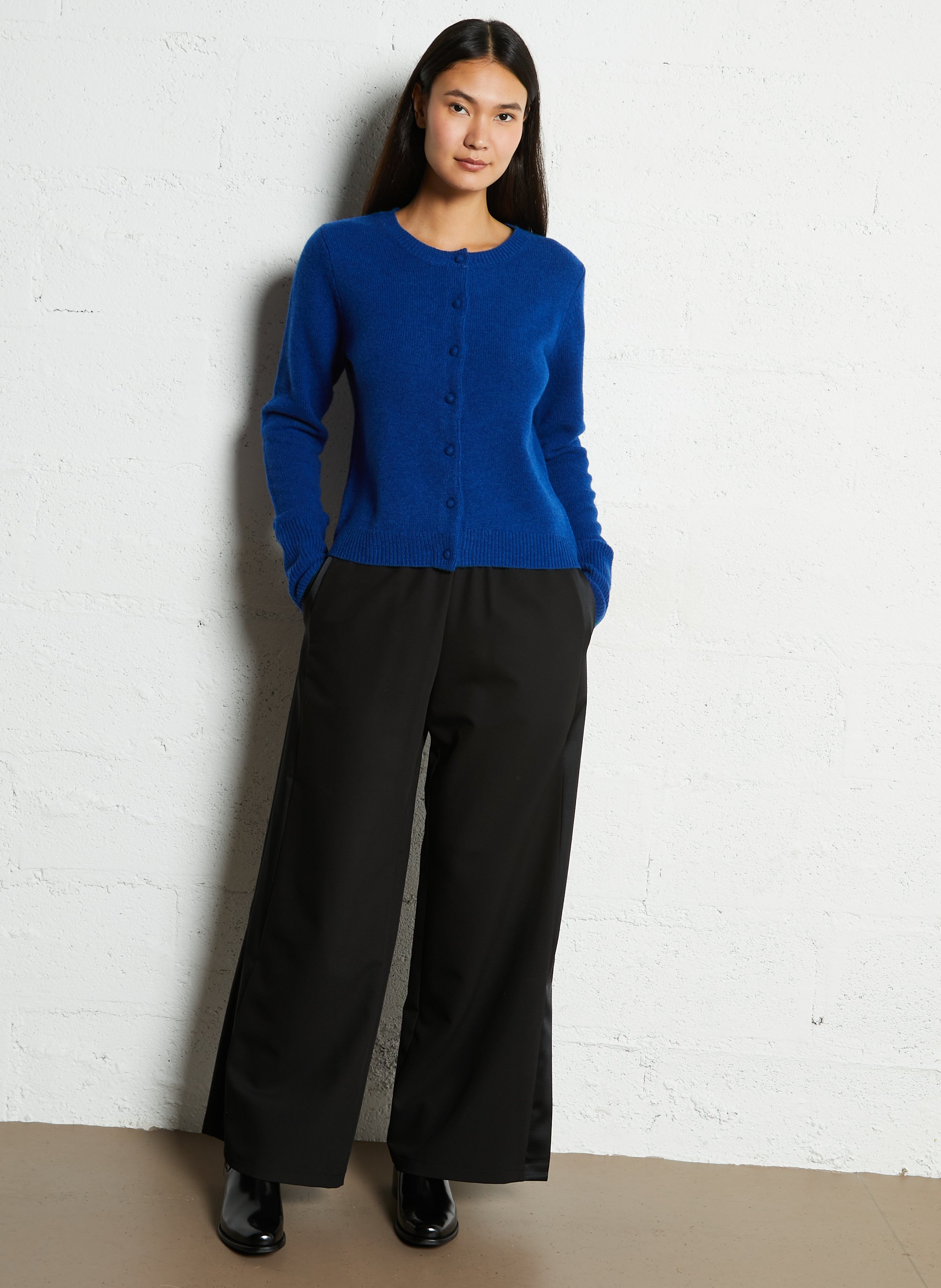 Cardigan droit en laine BELLA JONES Bleu