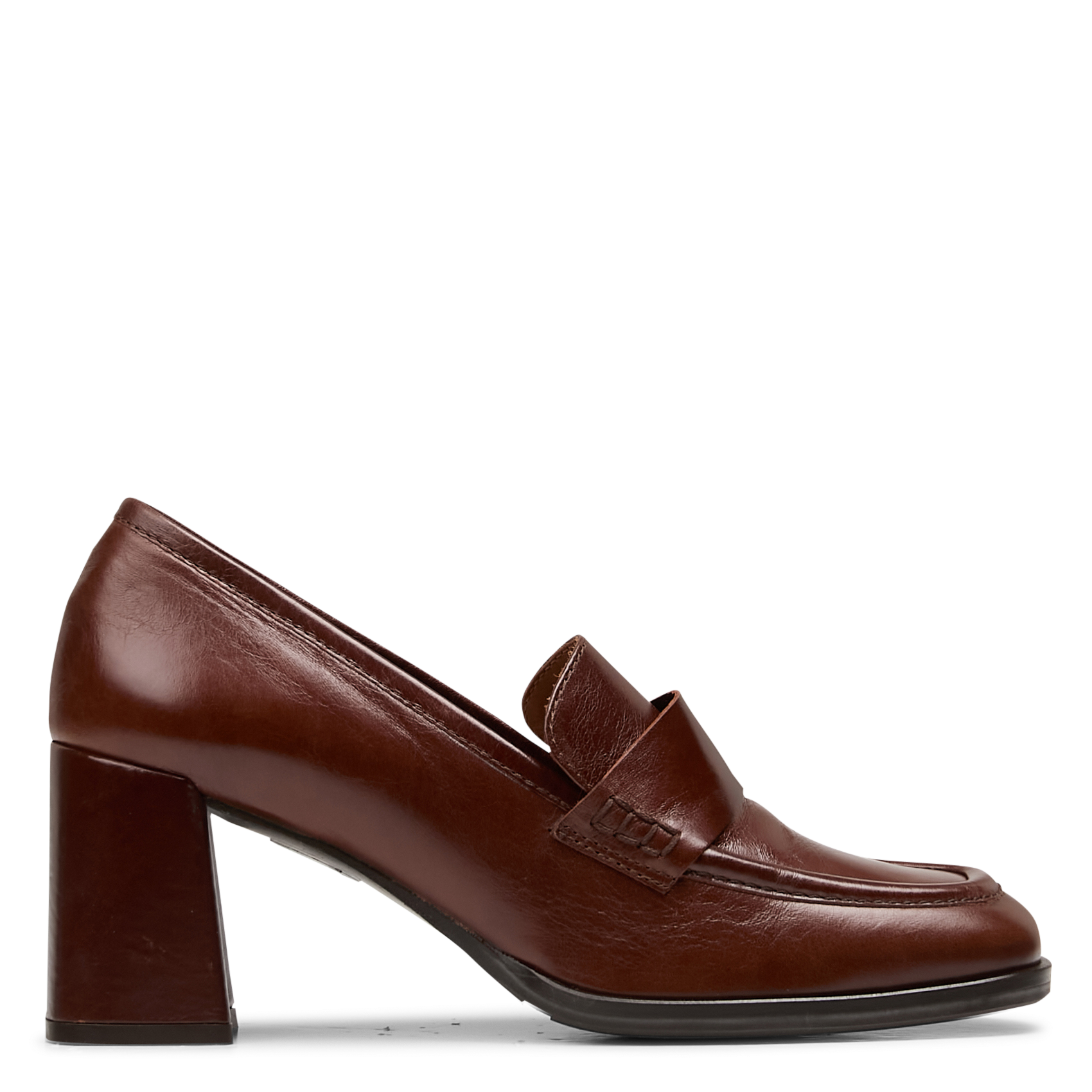 Heeled leather loafers BILLI BI Brown