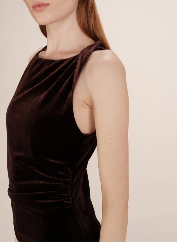 Sleeveless draped velvet dress Brown Grace et mila - Women | Place des Tendances Sleeveless draped velvet dress Brown Grace et mila - Women | Place des Tendances