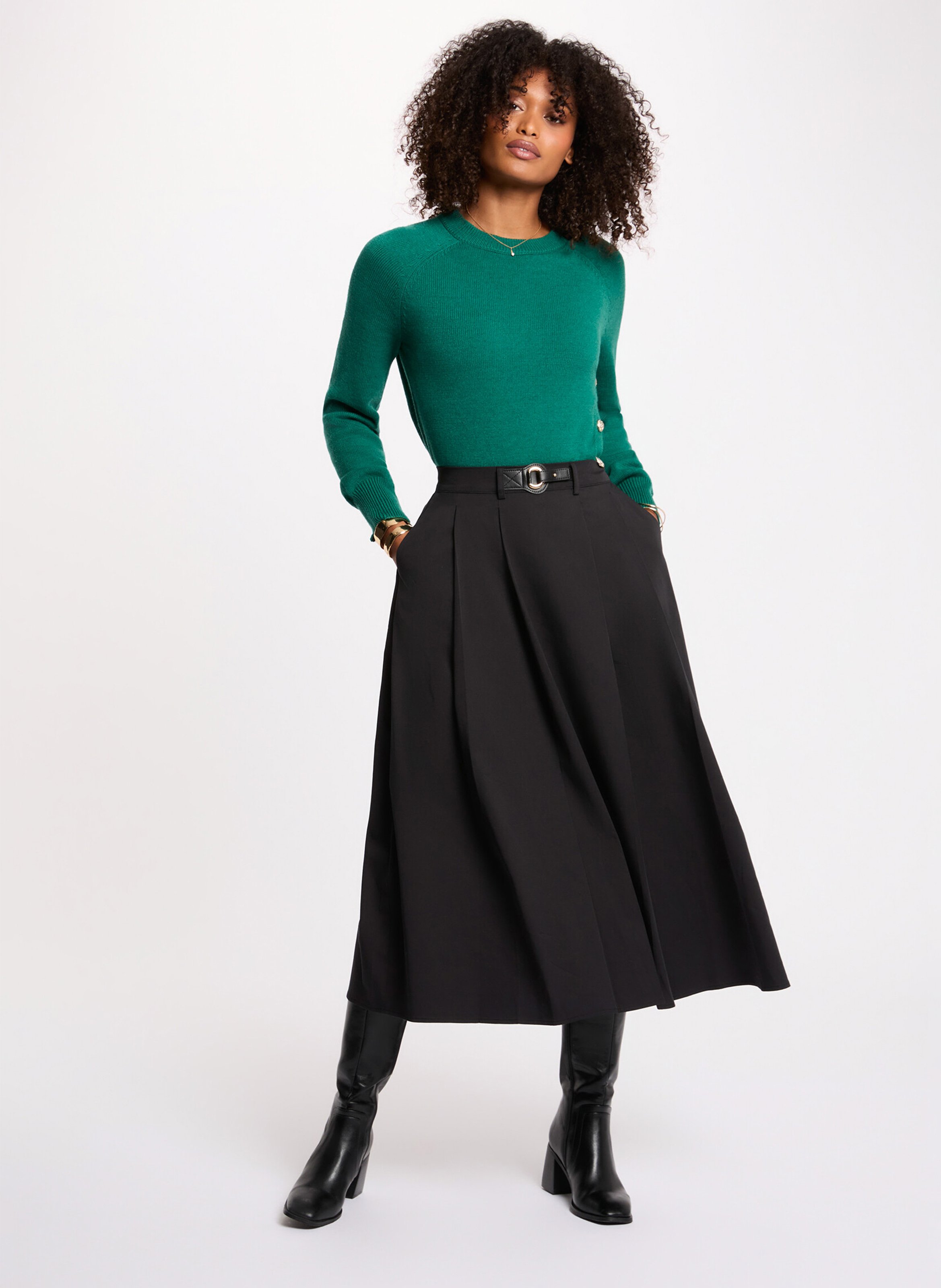 A-line midi skirt MORGAN Black