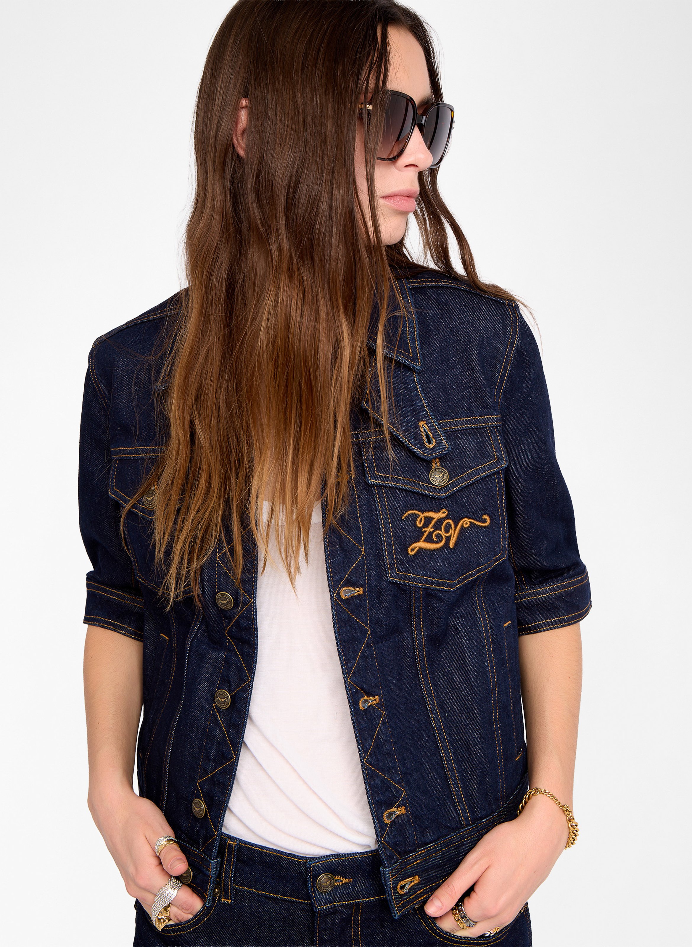 Chemise droite en jean brut ZADIG&VOLTAIRE Bleu