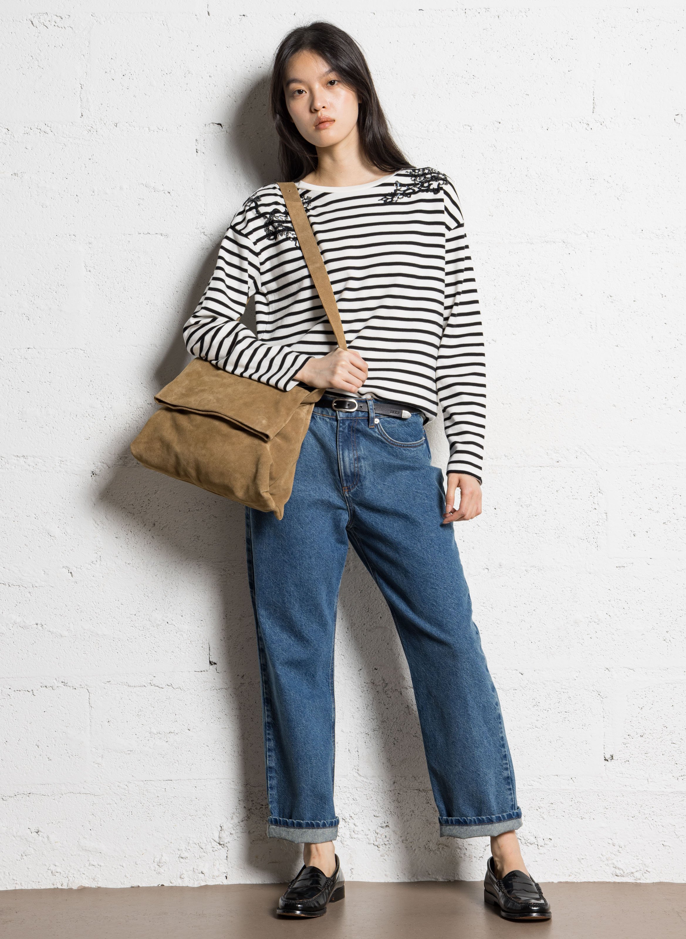 Loose-fit round-neck cotton T-shirt IKKS Black