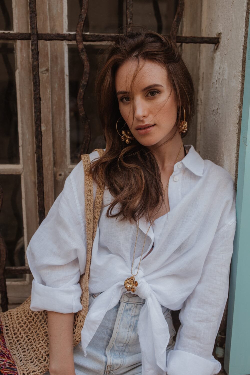 HÉLIOS - Fine gold-plated flower hoop earrings MONSIEUR SIMONE Golden