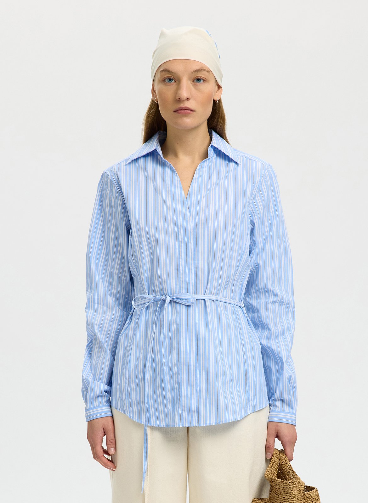 Chemise cintrée à rayures SELECTED Bleu