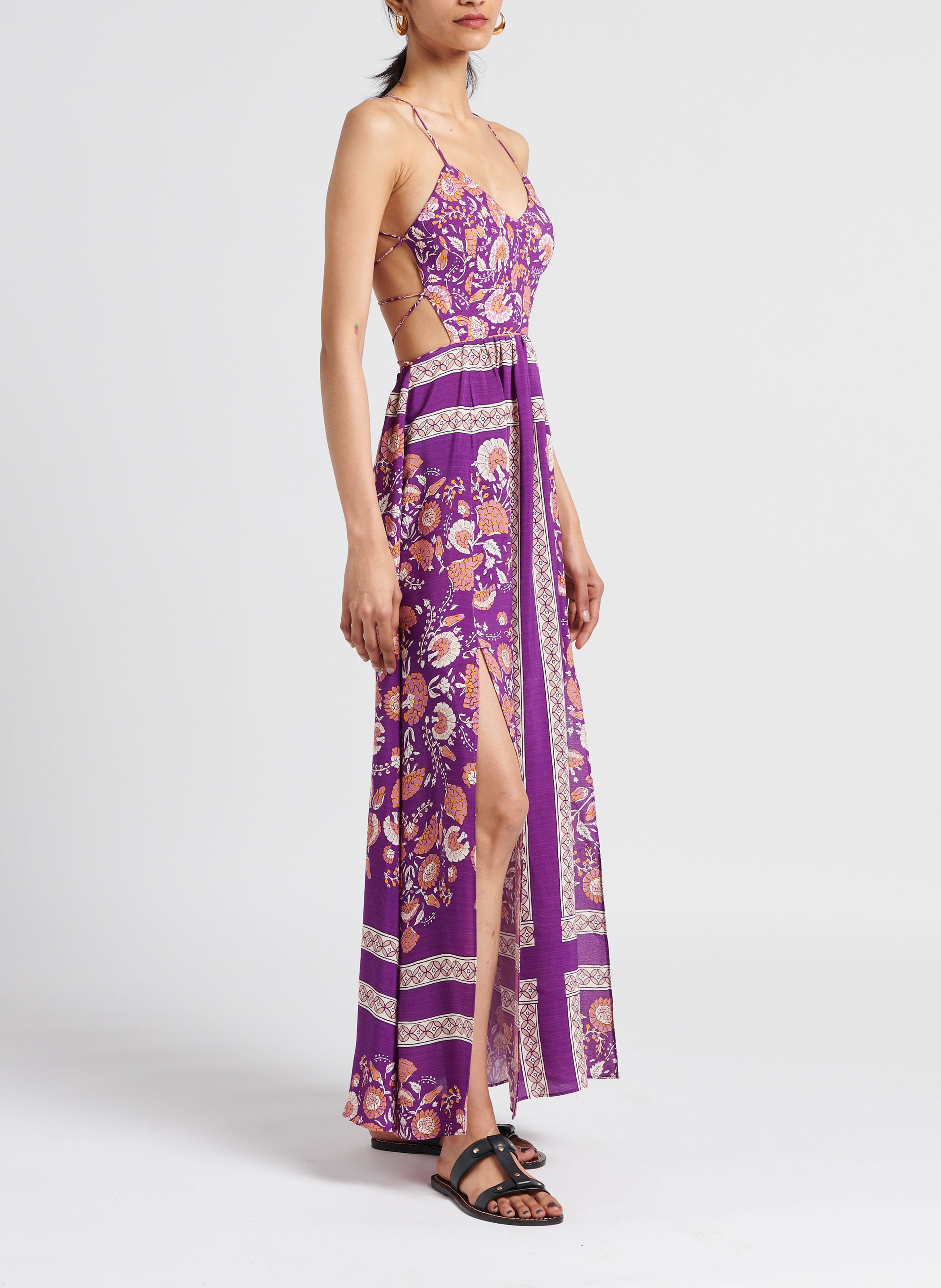 Robe longue en viscose imprimée ANTIK BATIK Violet