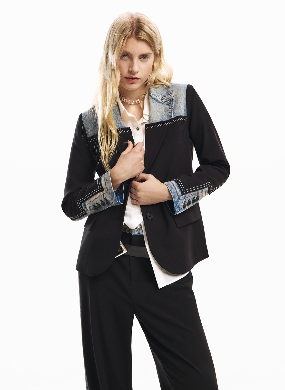 Blazer aus Materialmix DESIGUAL Schwarz