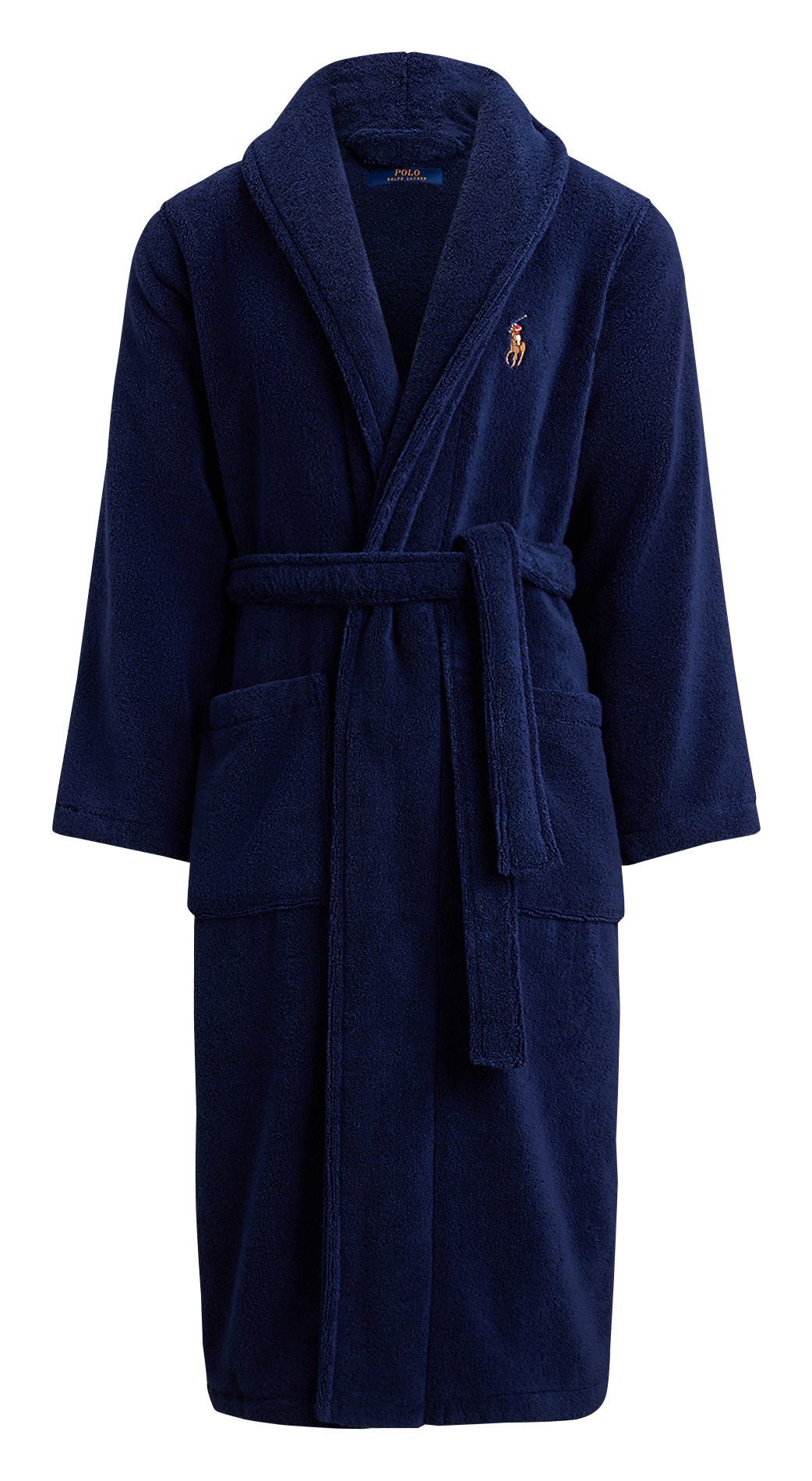 Effen badjas met ceintuur en geborduurd logo op de borst. POLO RALPH LAUREN Blauw