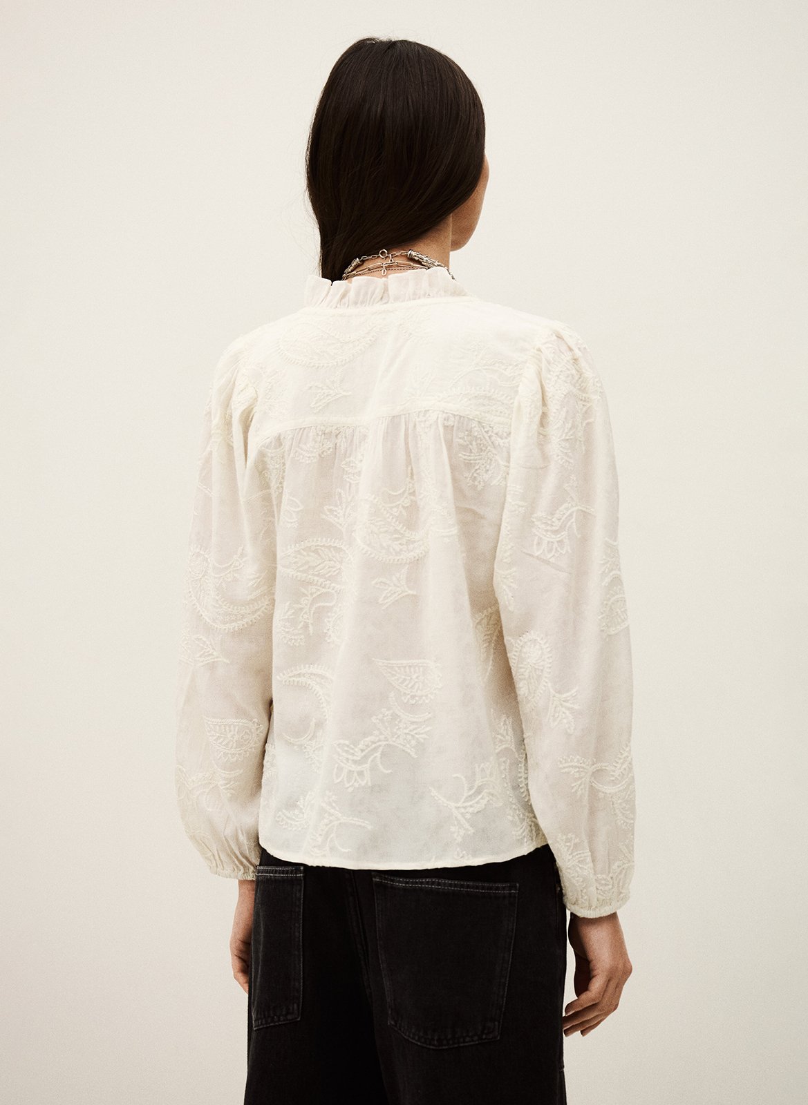 Geborduurde blouse met V-hals BA&SH Beige